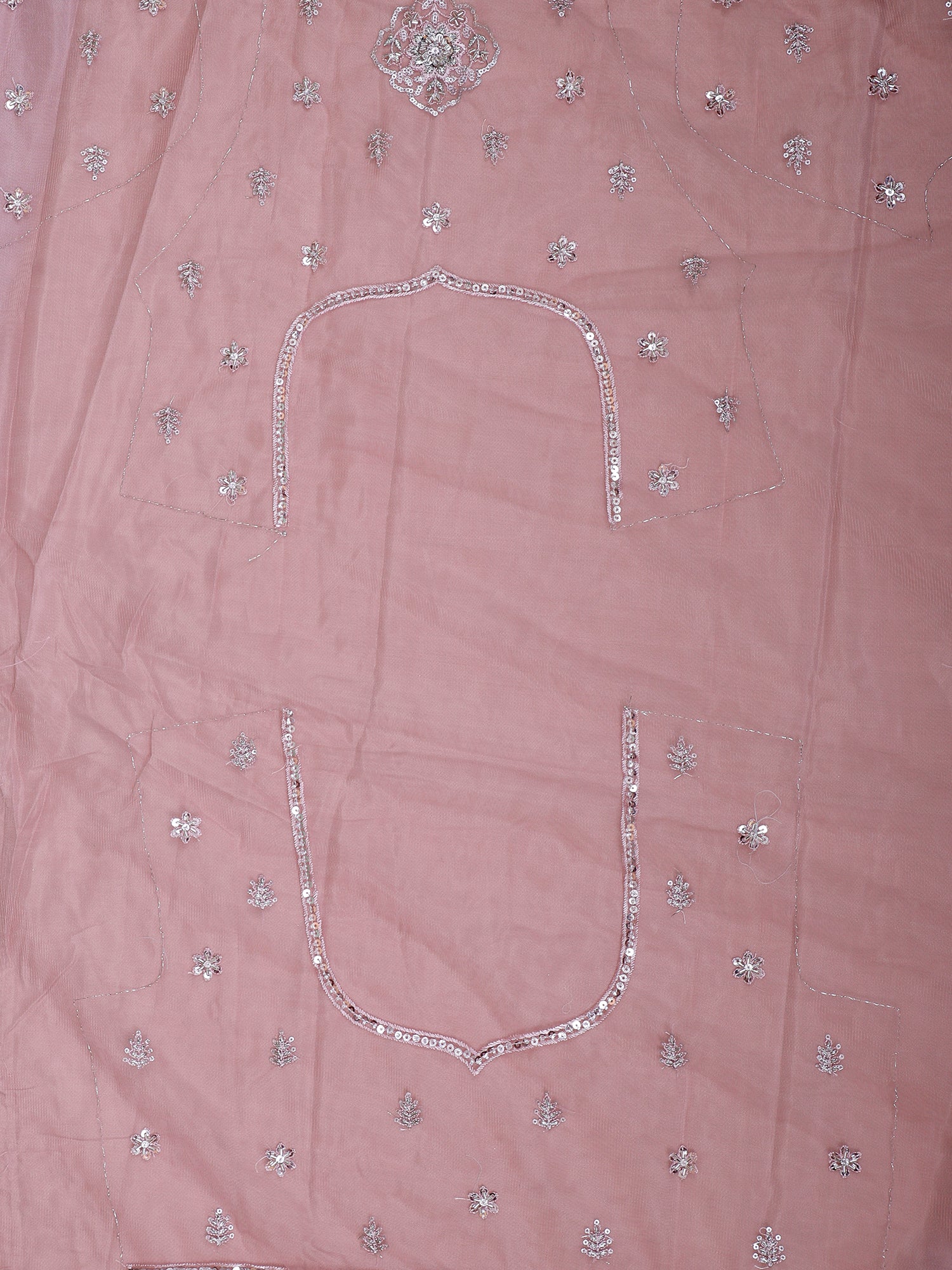 Baby Pink Net Lehenga With Sequins