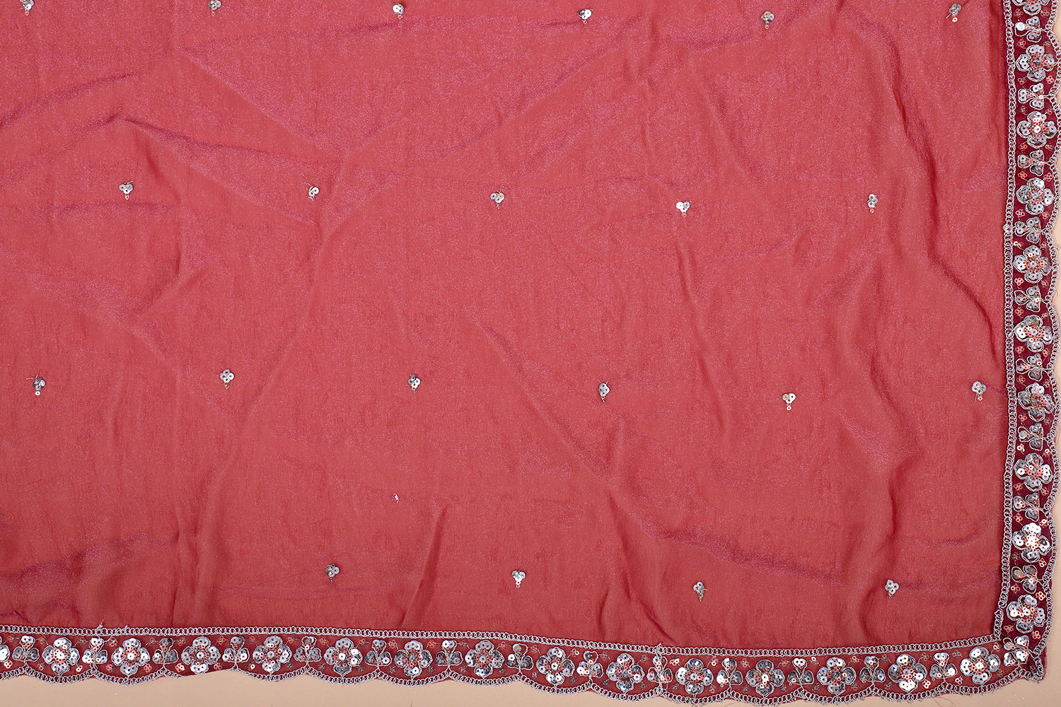 Red-Purple Shimmer Lehenga With Sequins