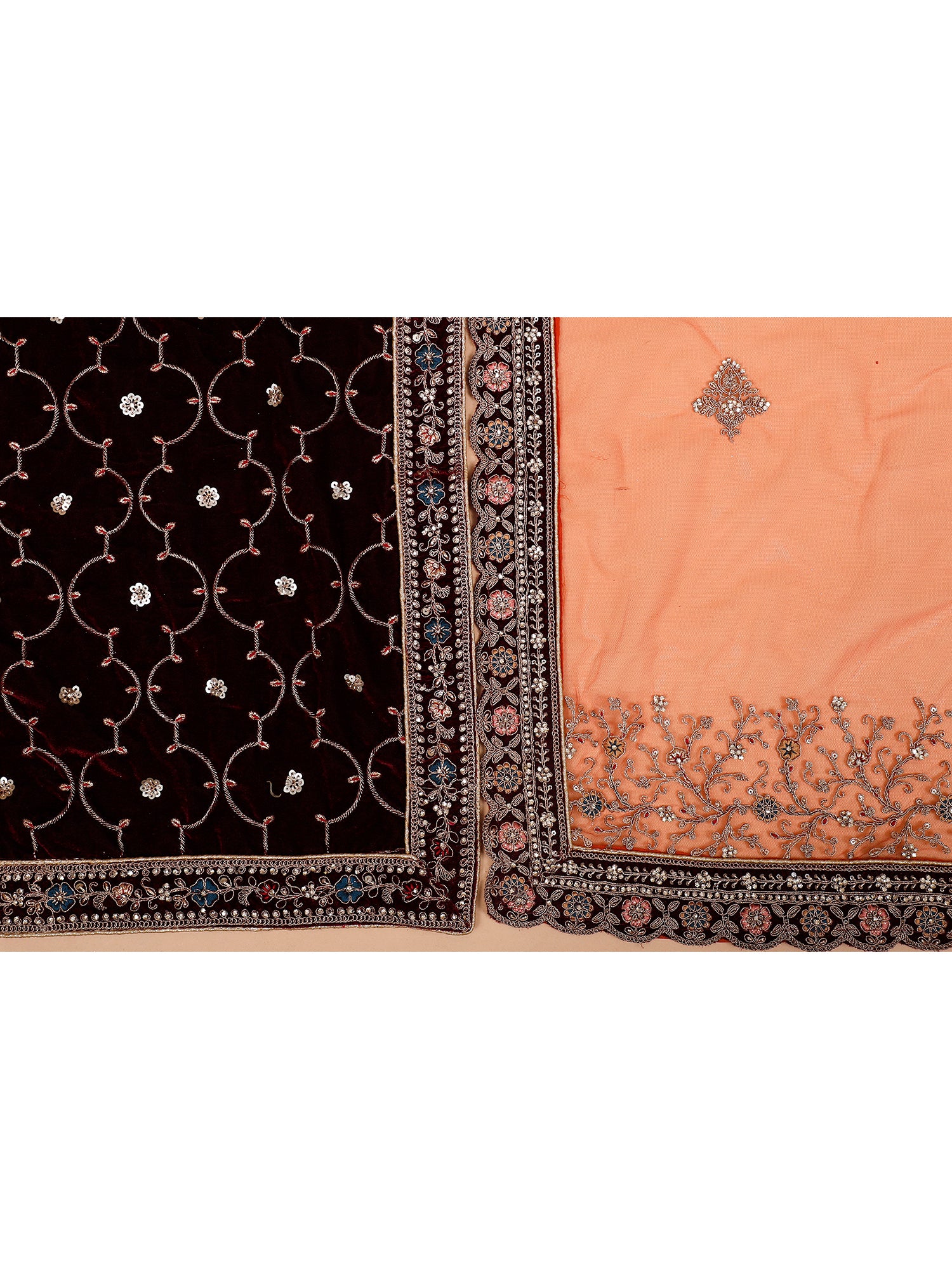Multi-Tone Velvet Lehenga