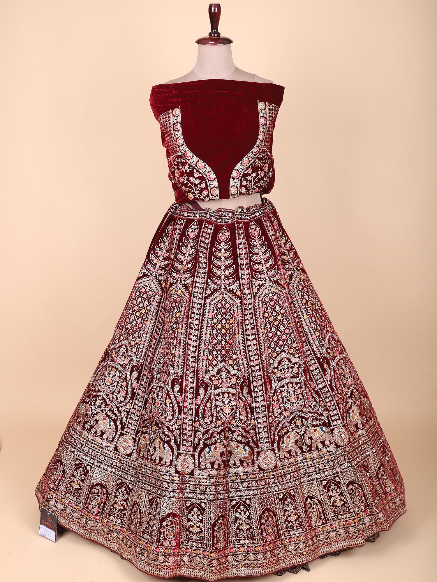 Opulent Maroon Lehenga With Handcrafted Jarkan & Thread Accents