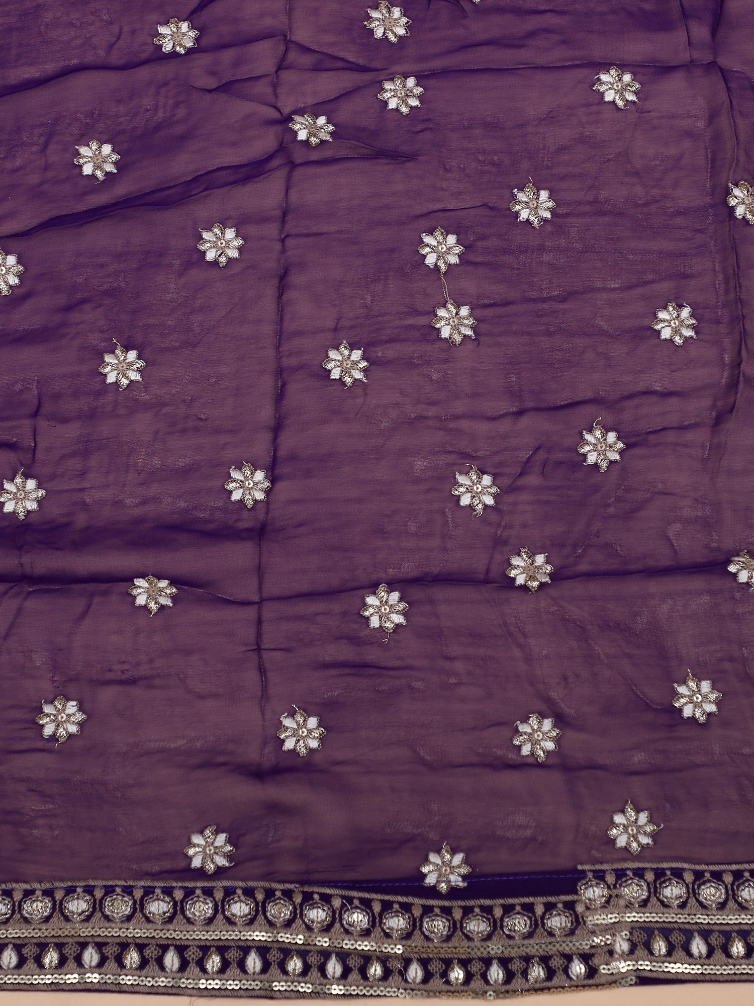 Elegant Purple Georgette Lehenga With Hand Embroidery