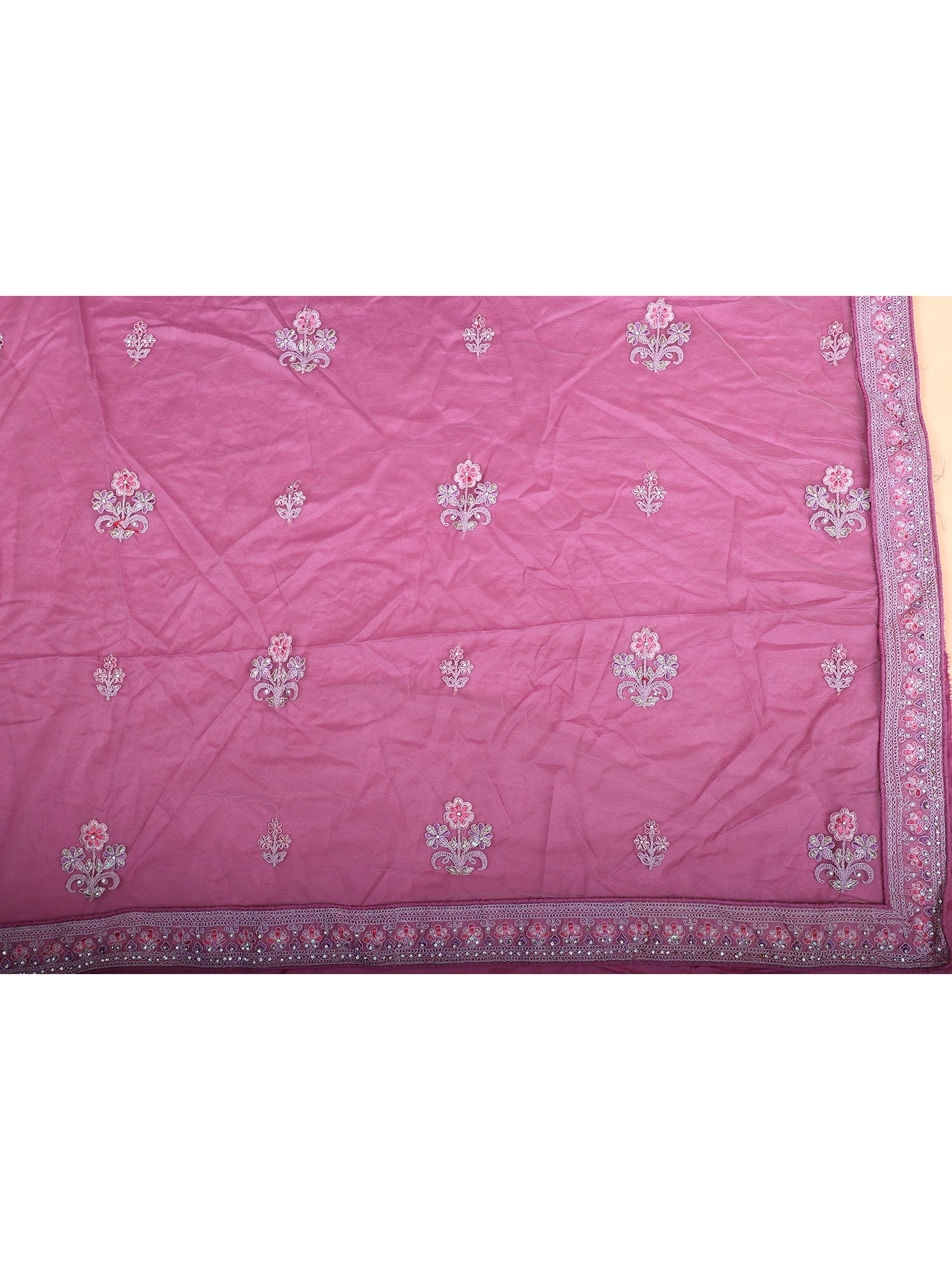 Embroidered Onion Pink Net Lehenga