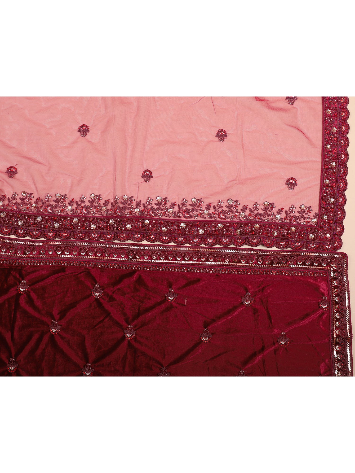 Enchanting Maroon Velvet Bridal Lehenga With Mirror Magic