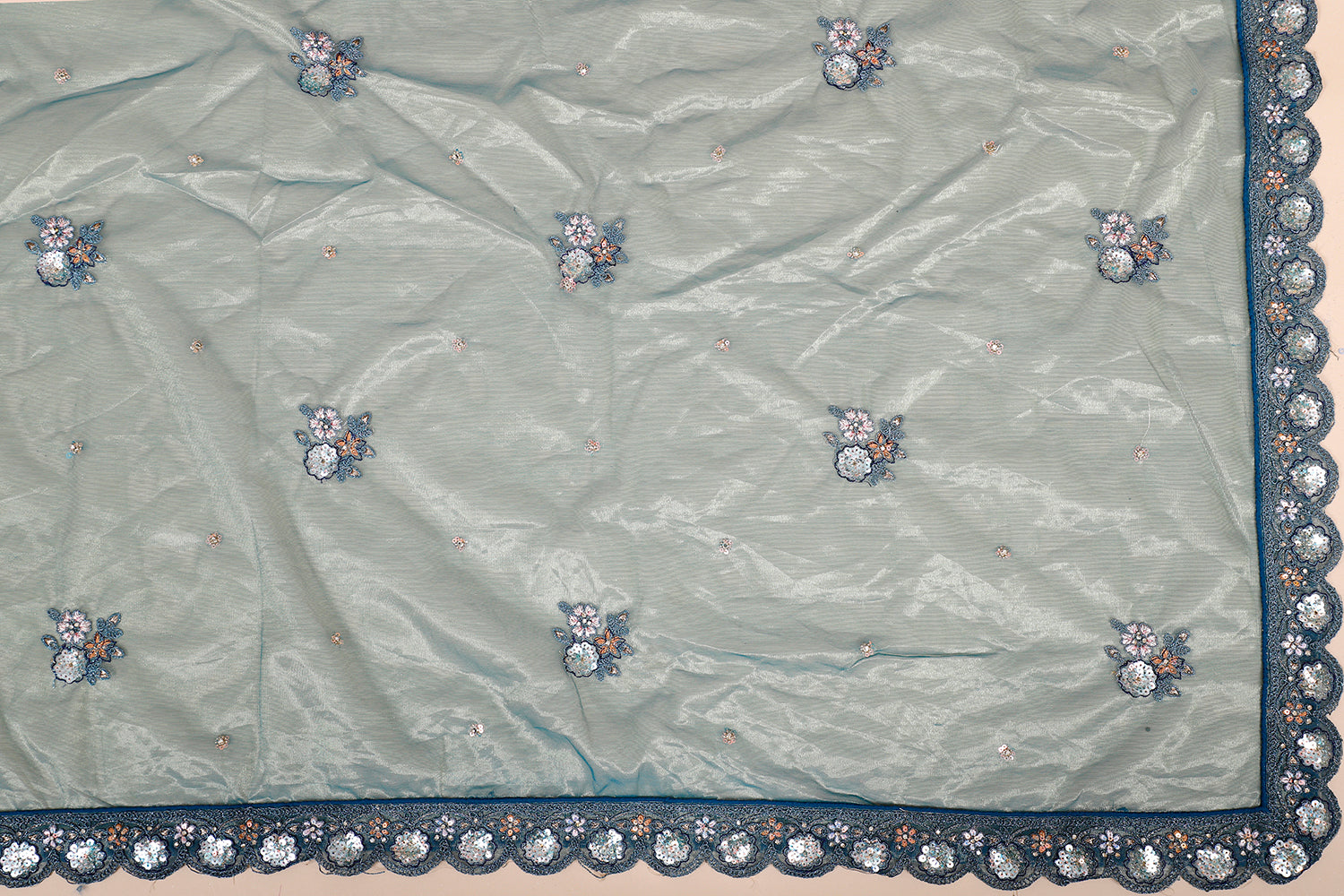 Rama Blue Shimmer Lehenga With Multi-Thread