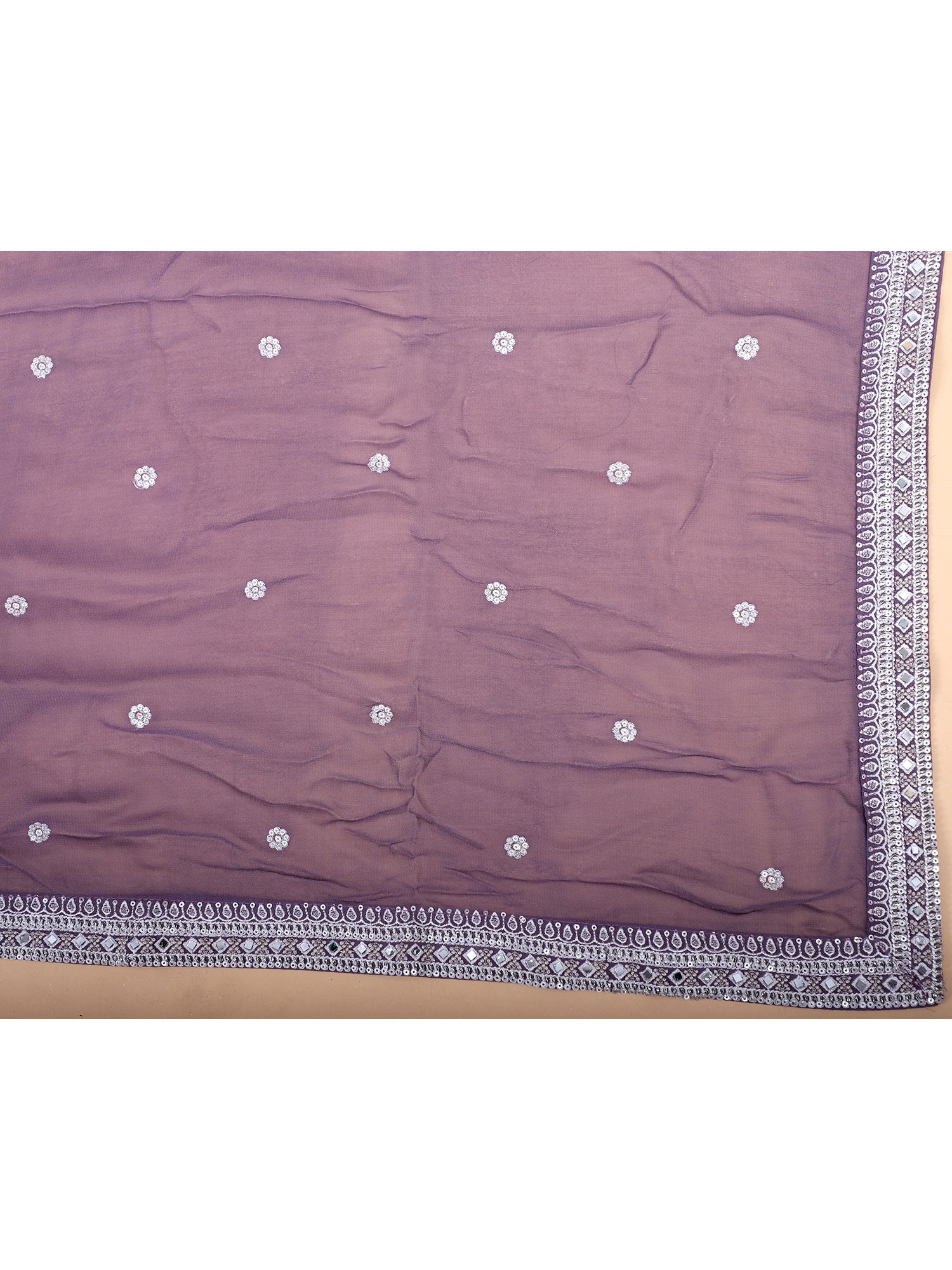 Graceful Lavender Lehenga With Intricate Thread Handwork