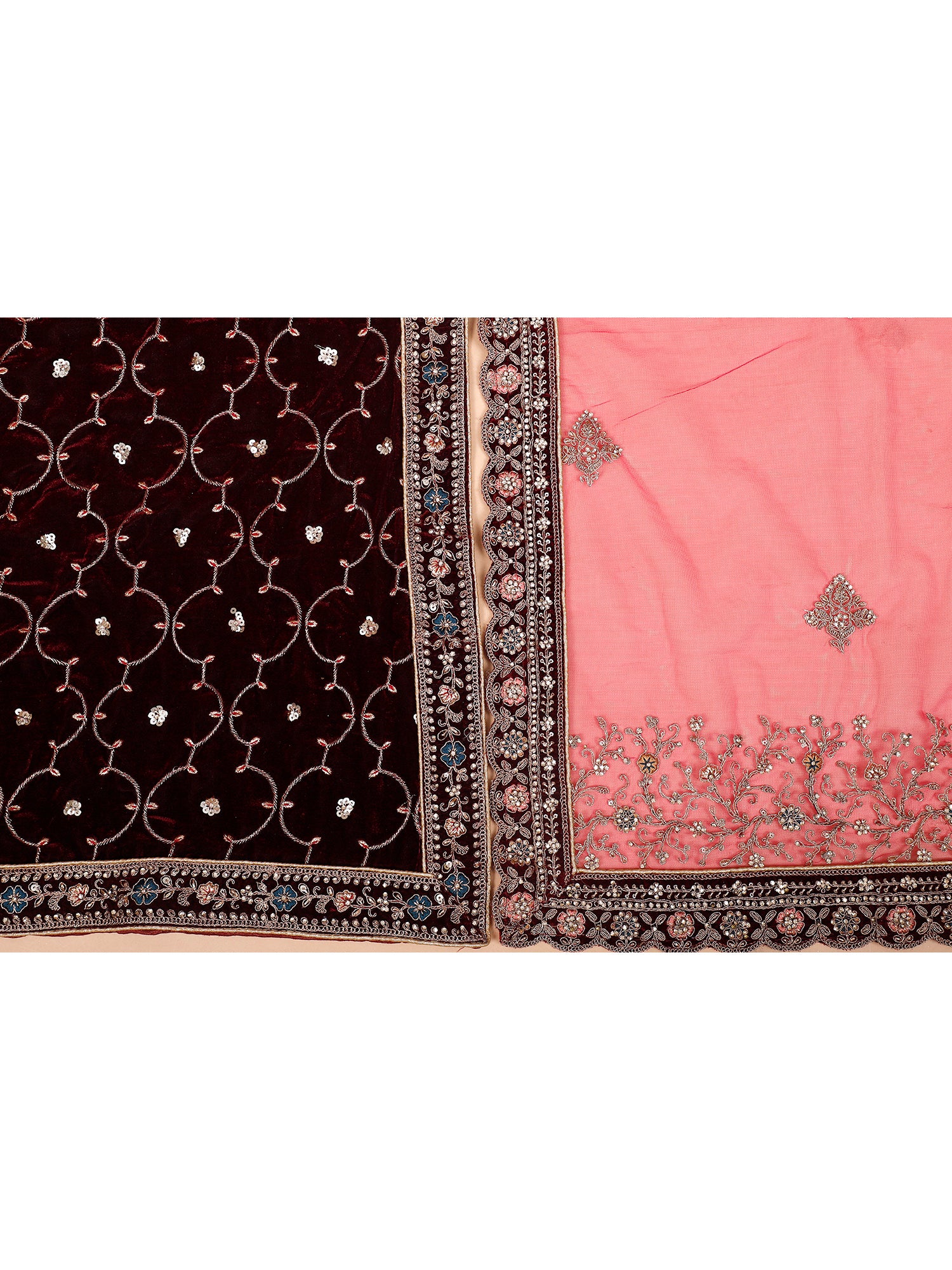 Multicolor Velvet Patchwork Lehenga