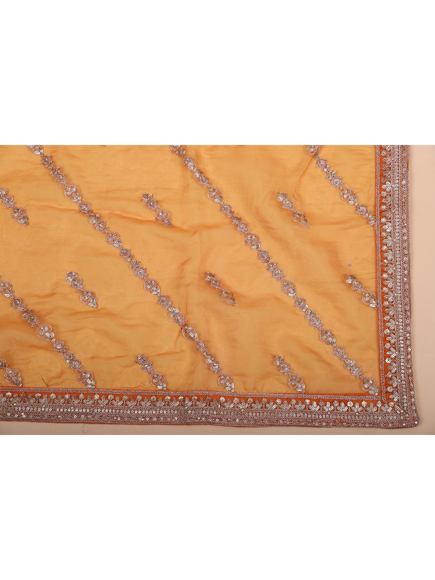 Bright Orange Handcrafted Lehenga Set