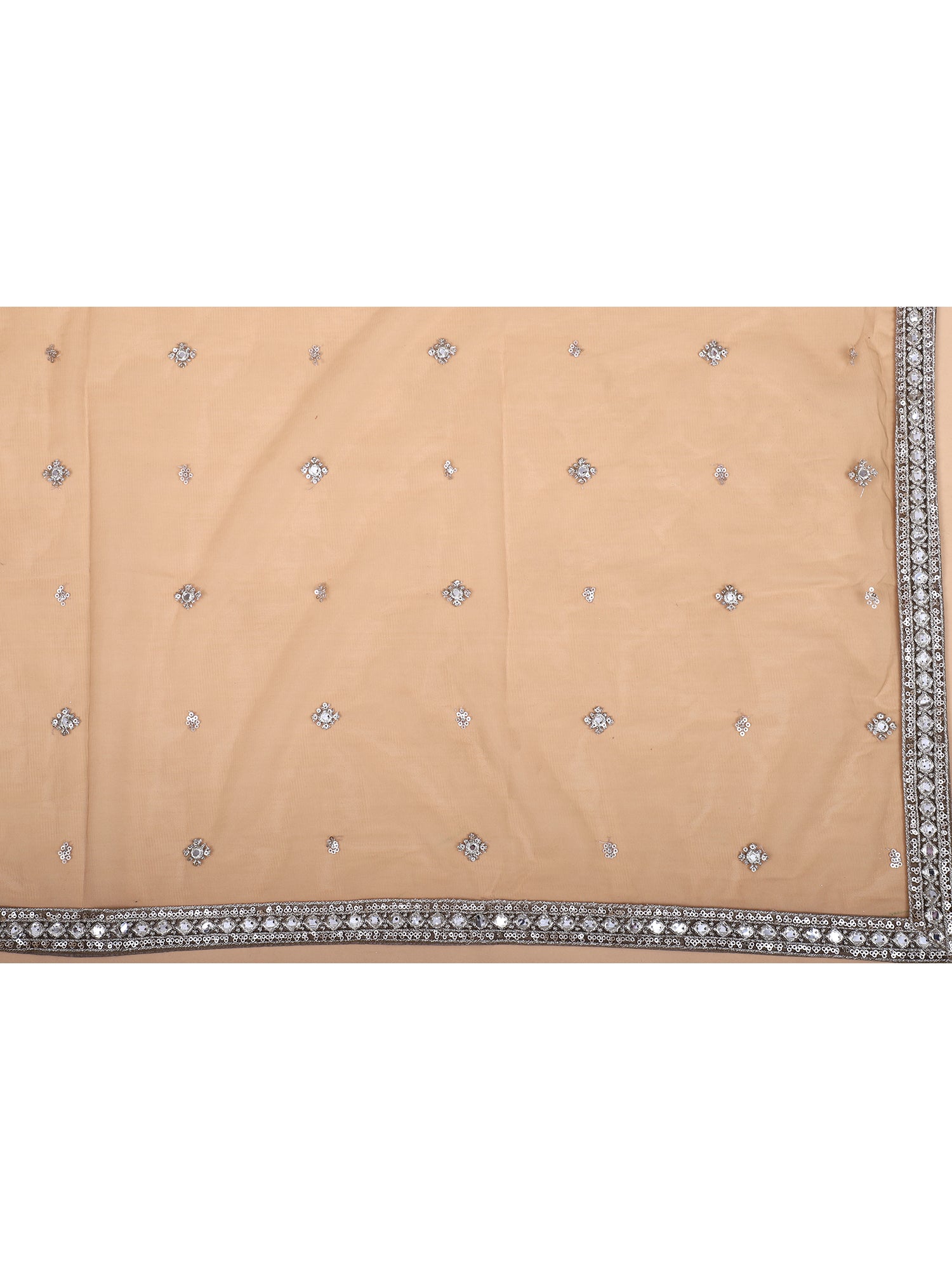 Handcrafted Silk Chickoo Colour Mirror Work Lehenga