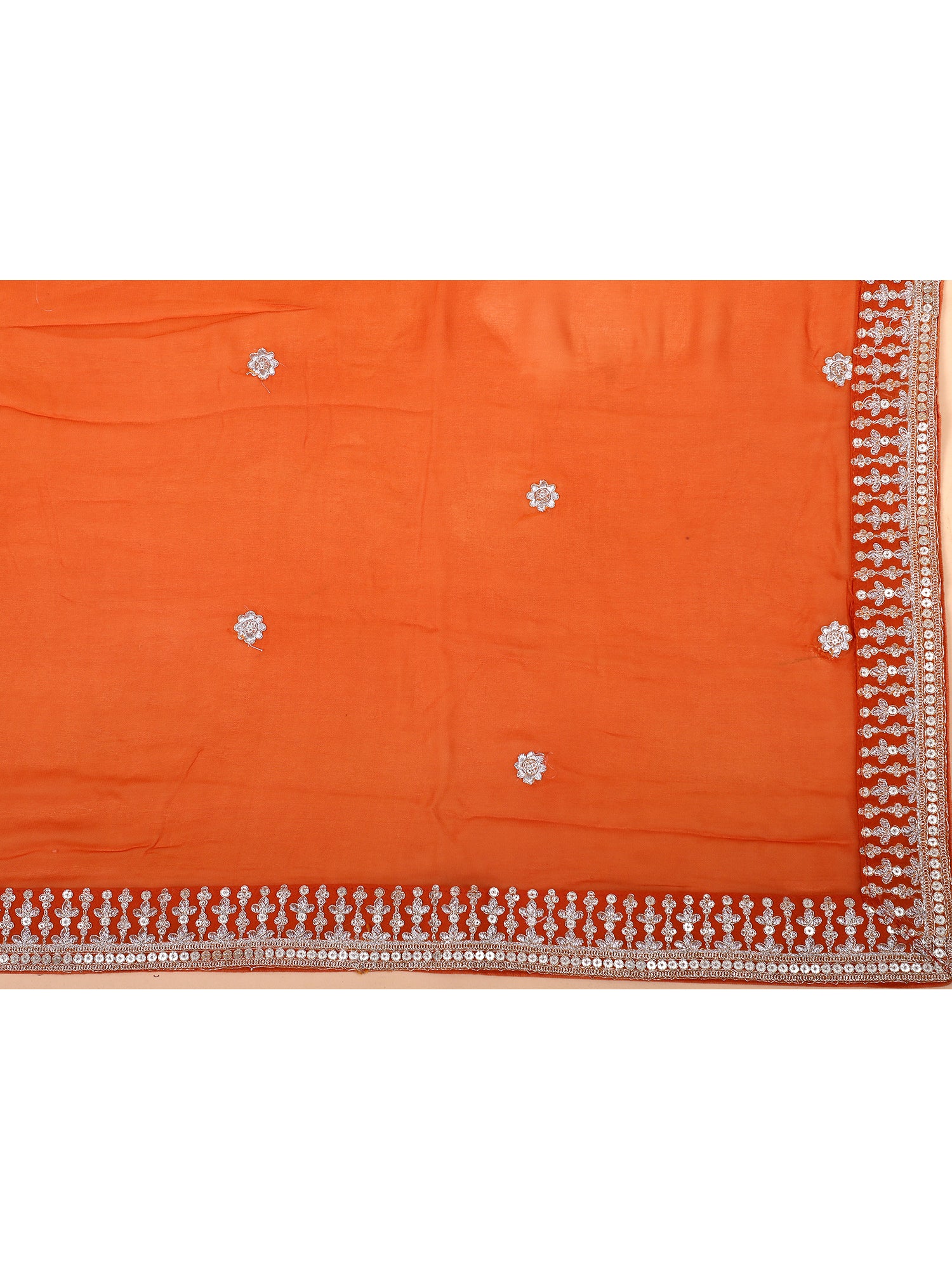 Orange Georgette Embroidered Lehenga Set