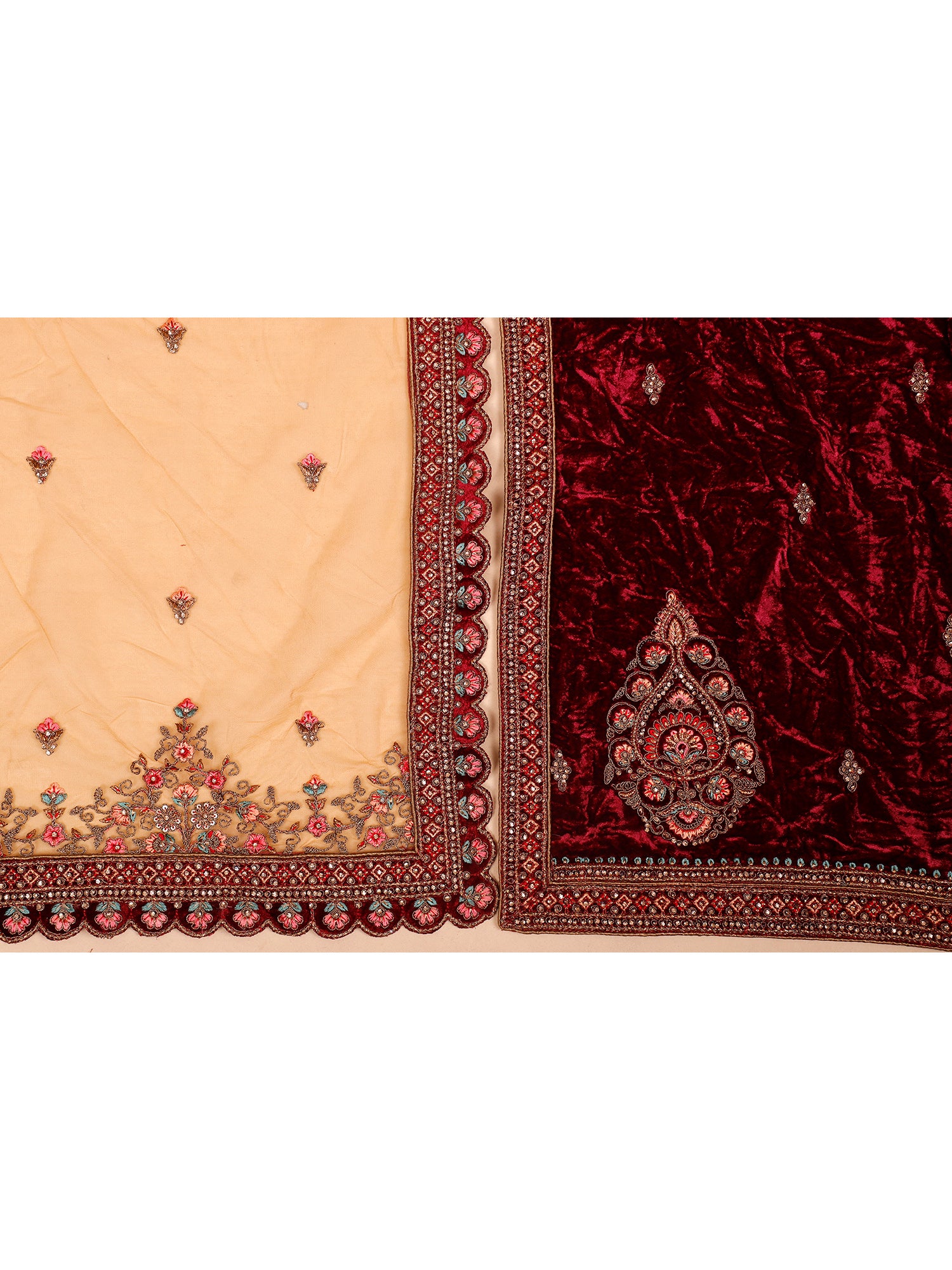 Multi Velvet Lehenga With Multicolour