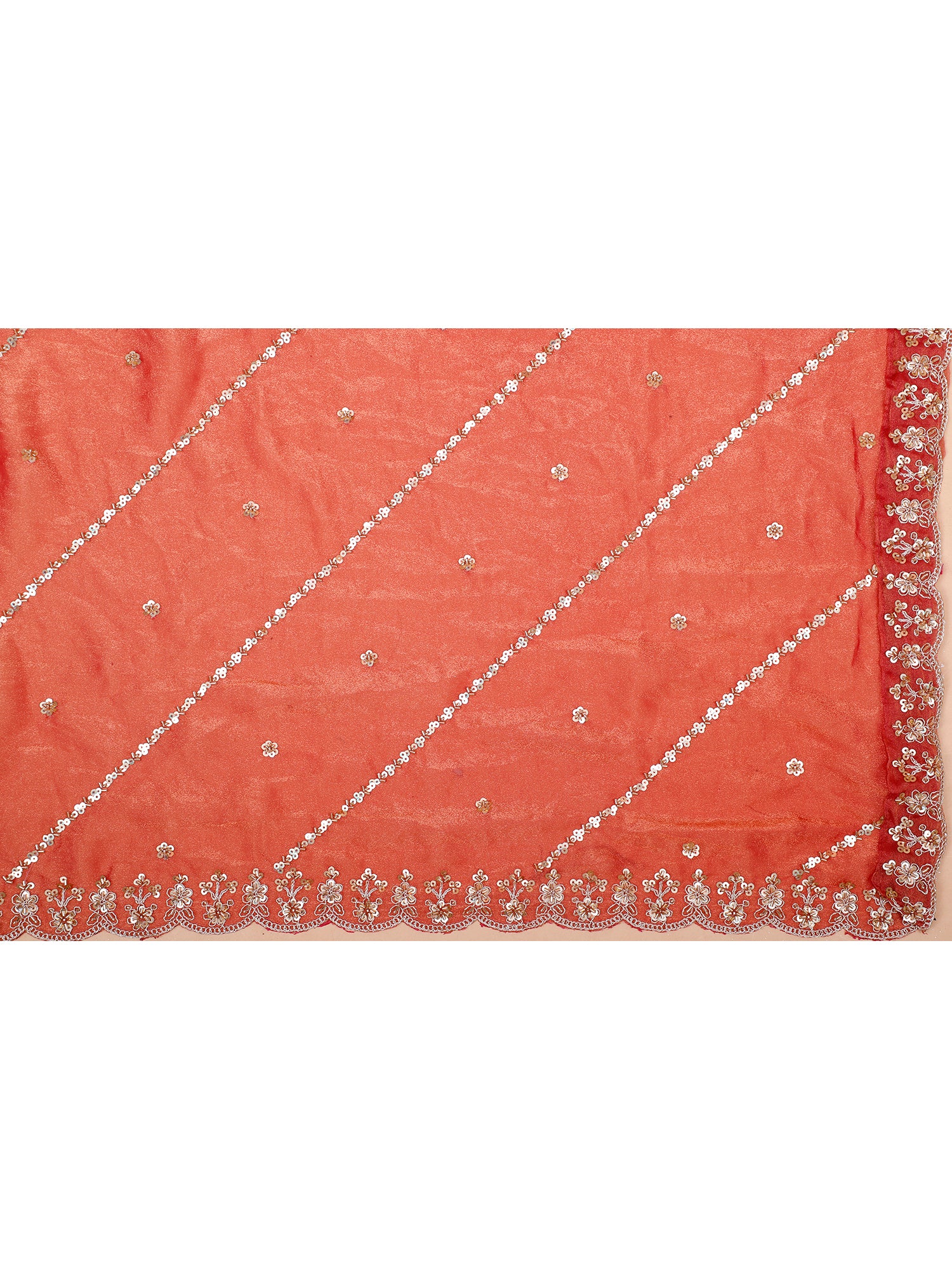 Red Shimmer Silk Handwork Lehenga