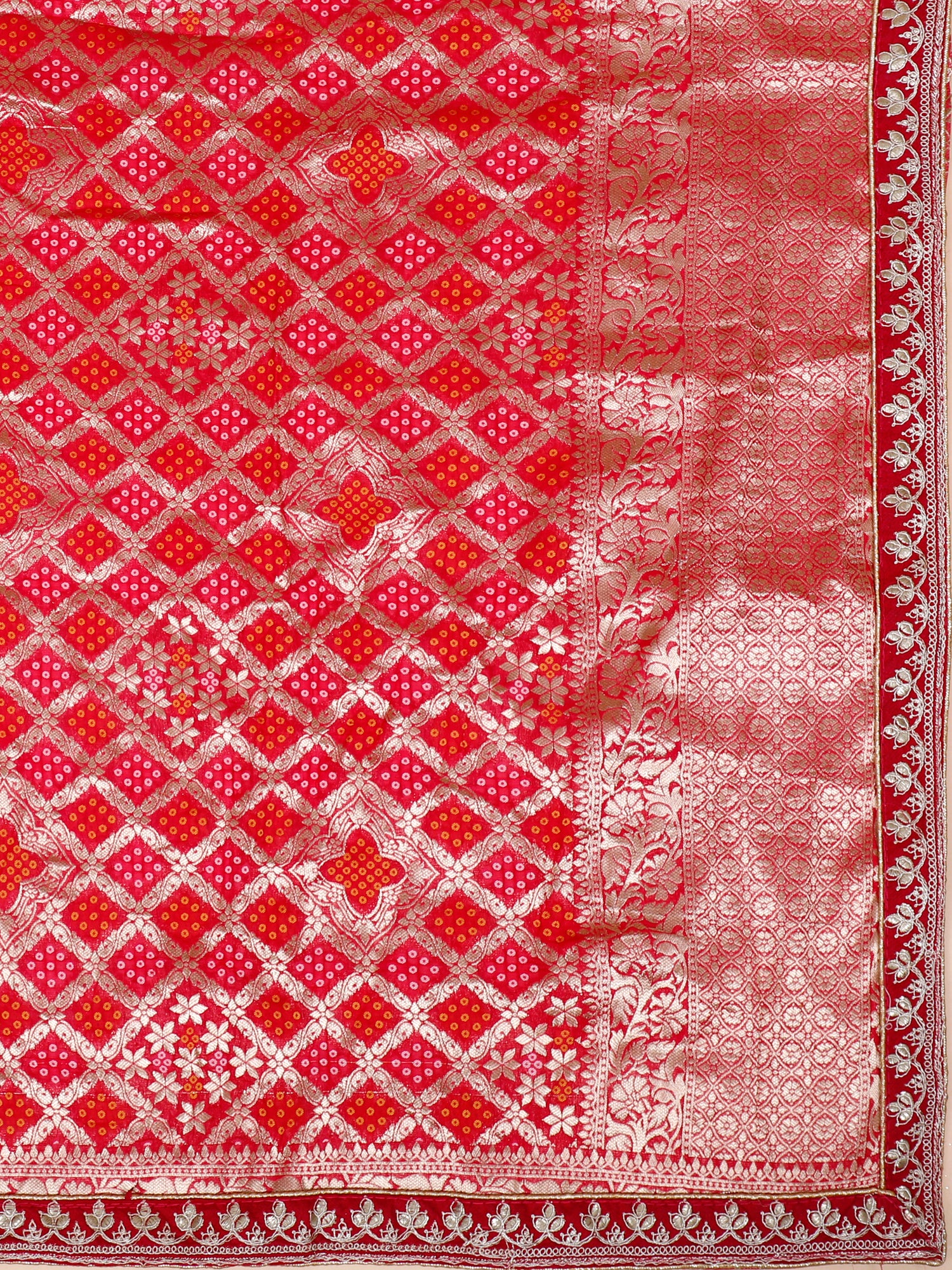 Royal Contrast Red-White Embroidered Lehenga