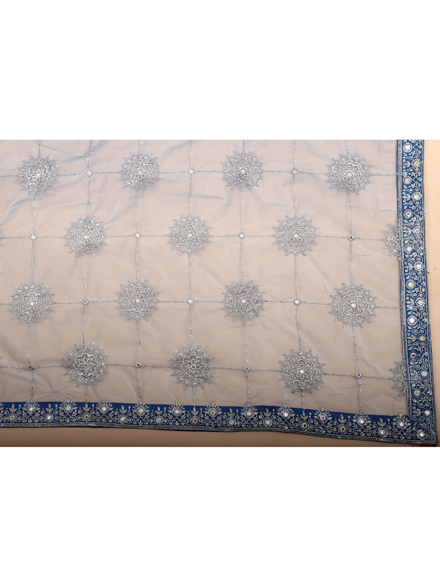 Midnight Bloom Blue Threadwork Lehenga