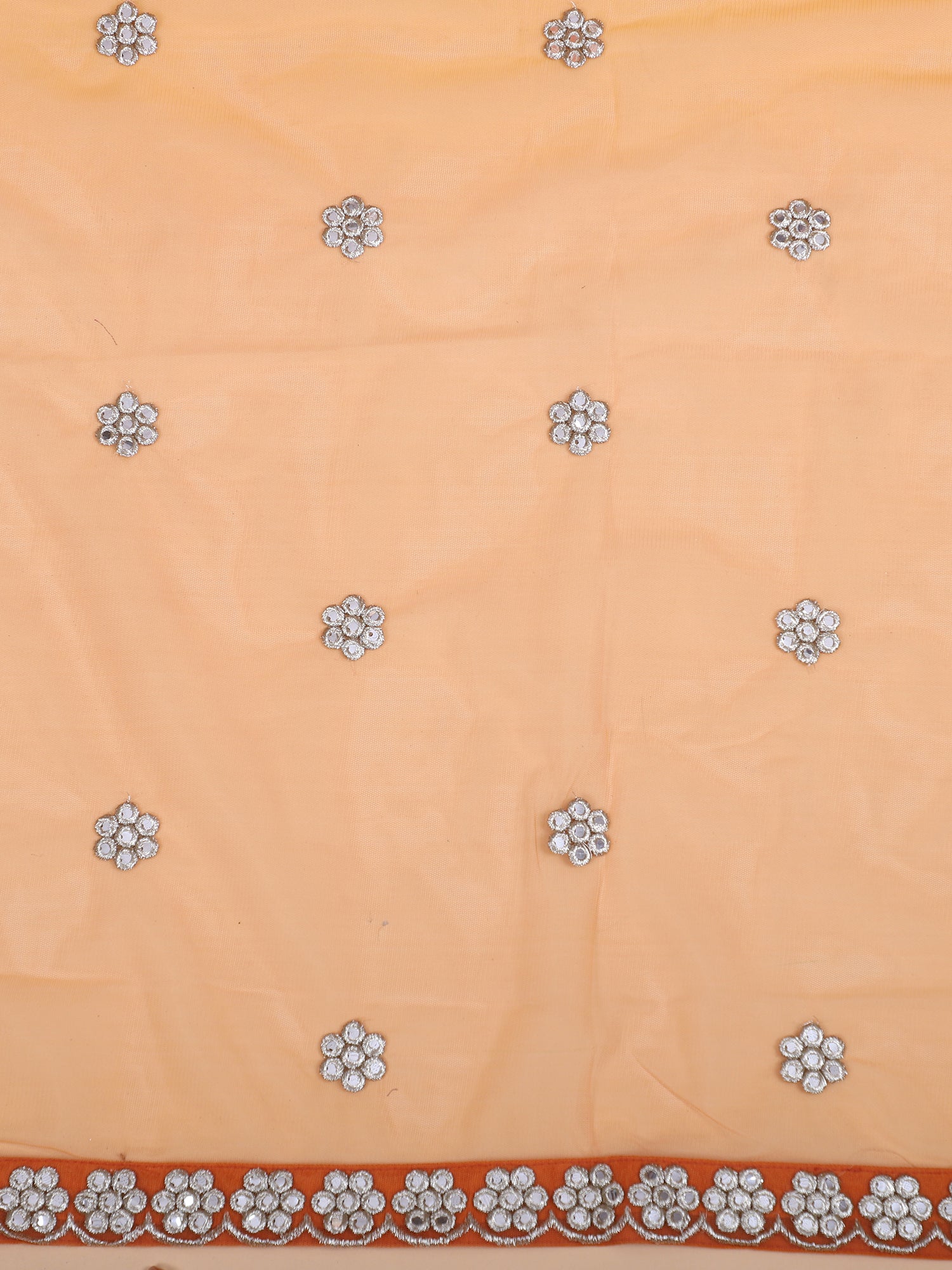 Sunset Orange Georgette Lehenga With Jarkan Embroidery