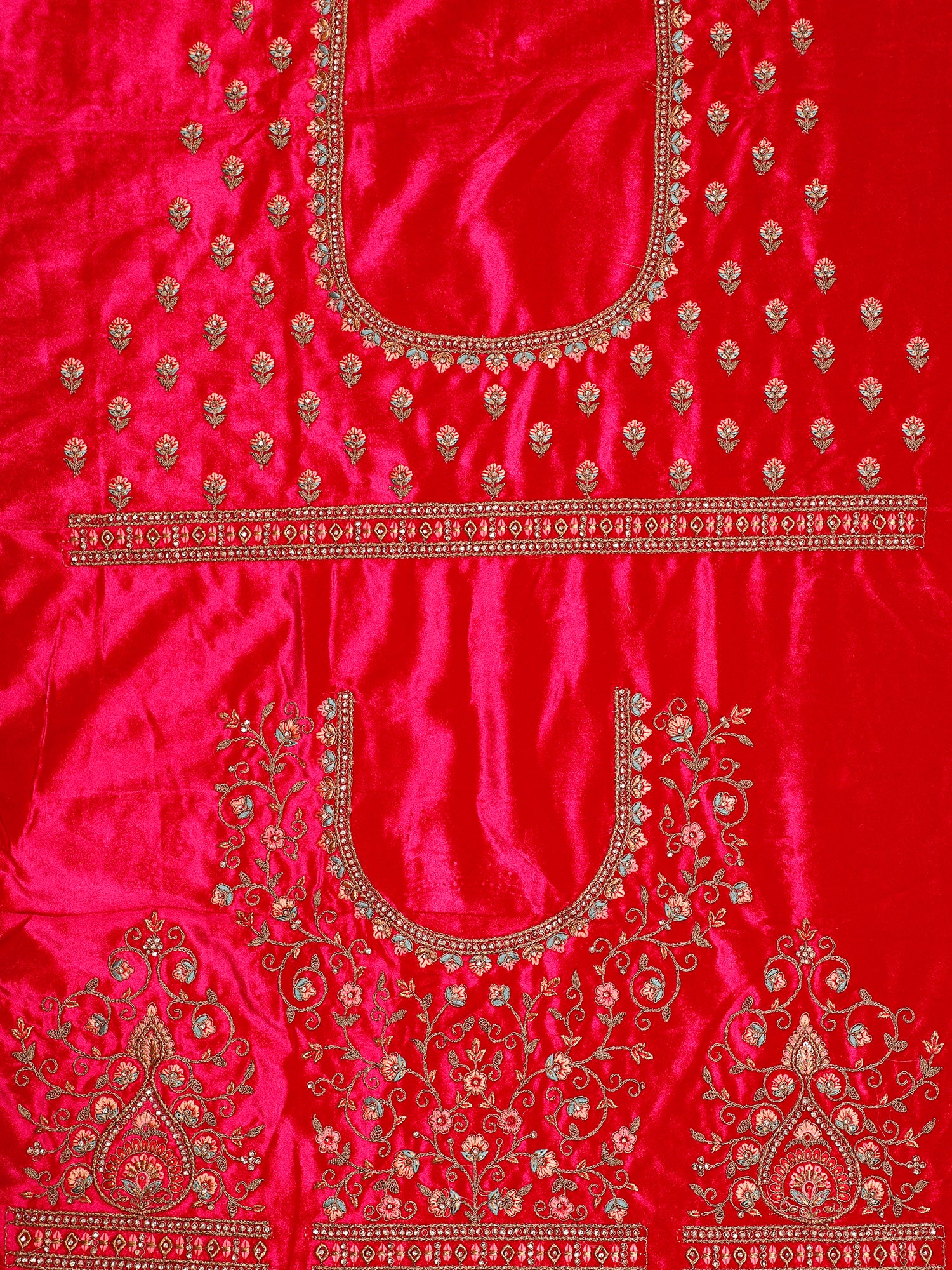 Velvet Lehenga With Colourful Embroidery