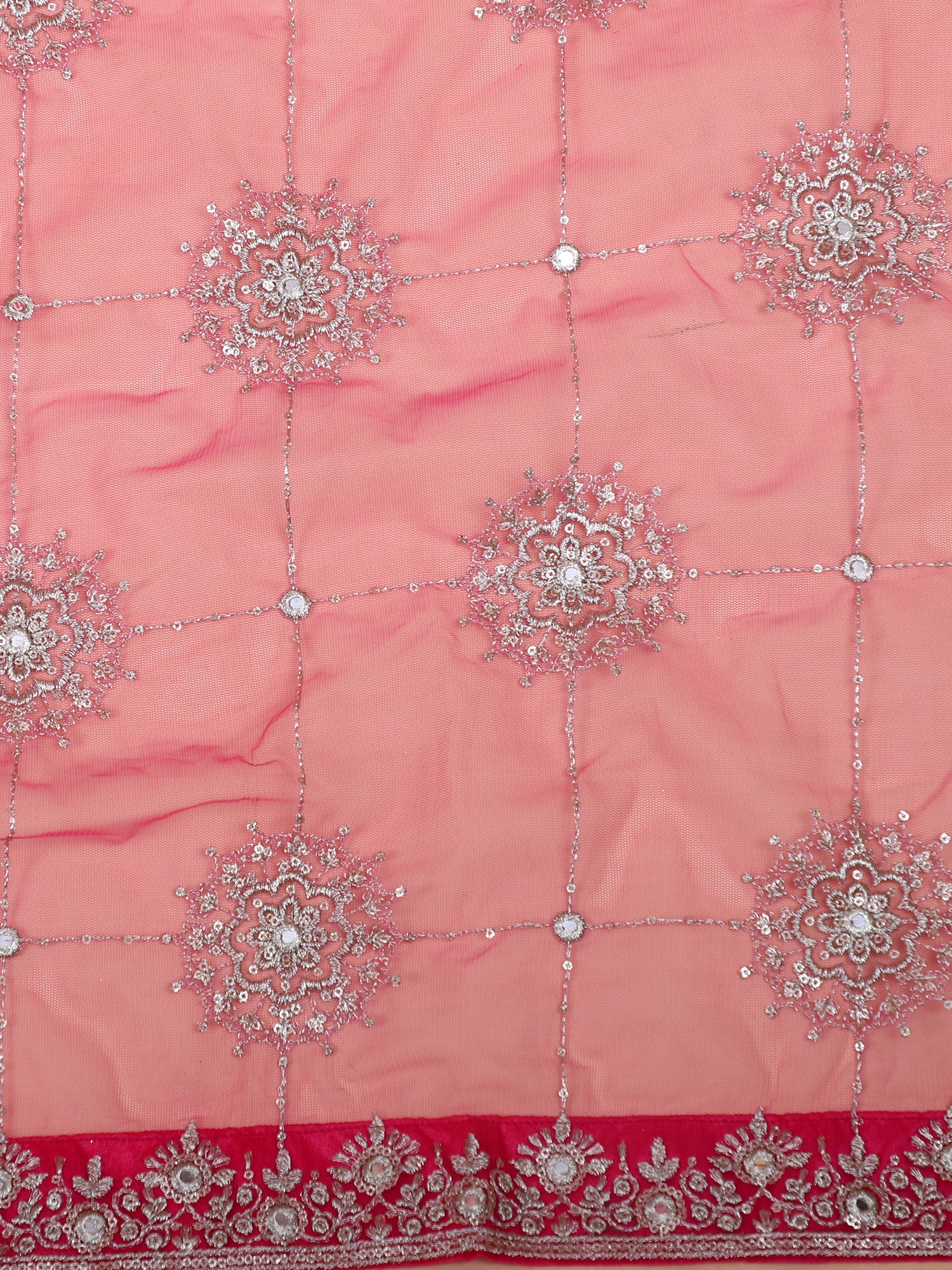 Blush Pink Bridal Lehenga With Mirror Detailing