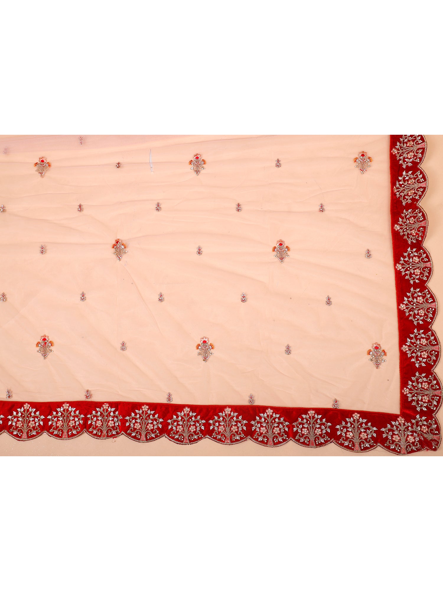 Red Velvet Bridal Lehenga With Multi Work