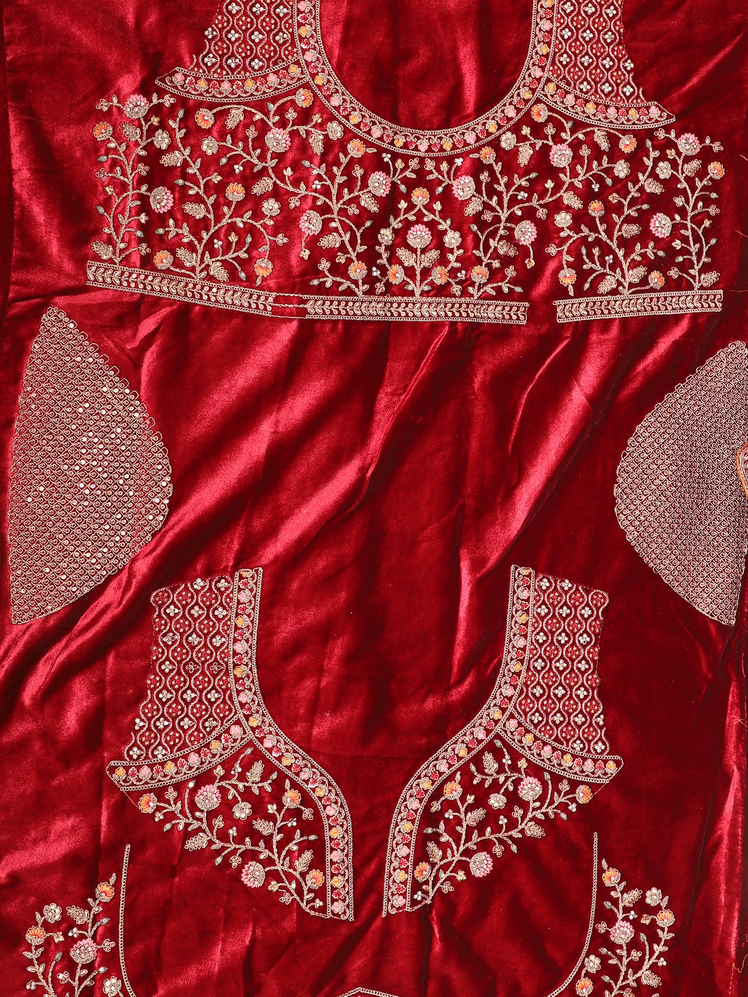 Multicolor Bridal Lehenga With Jarkan & Mirror Work