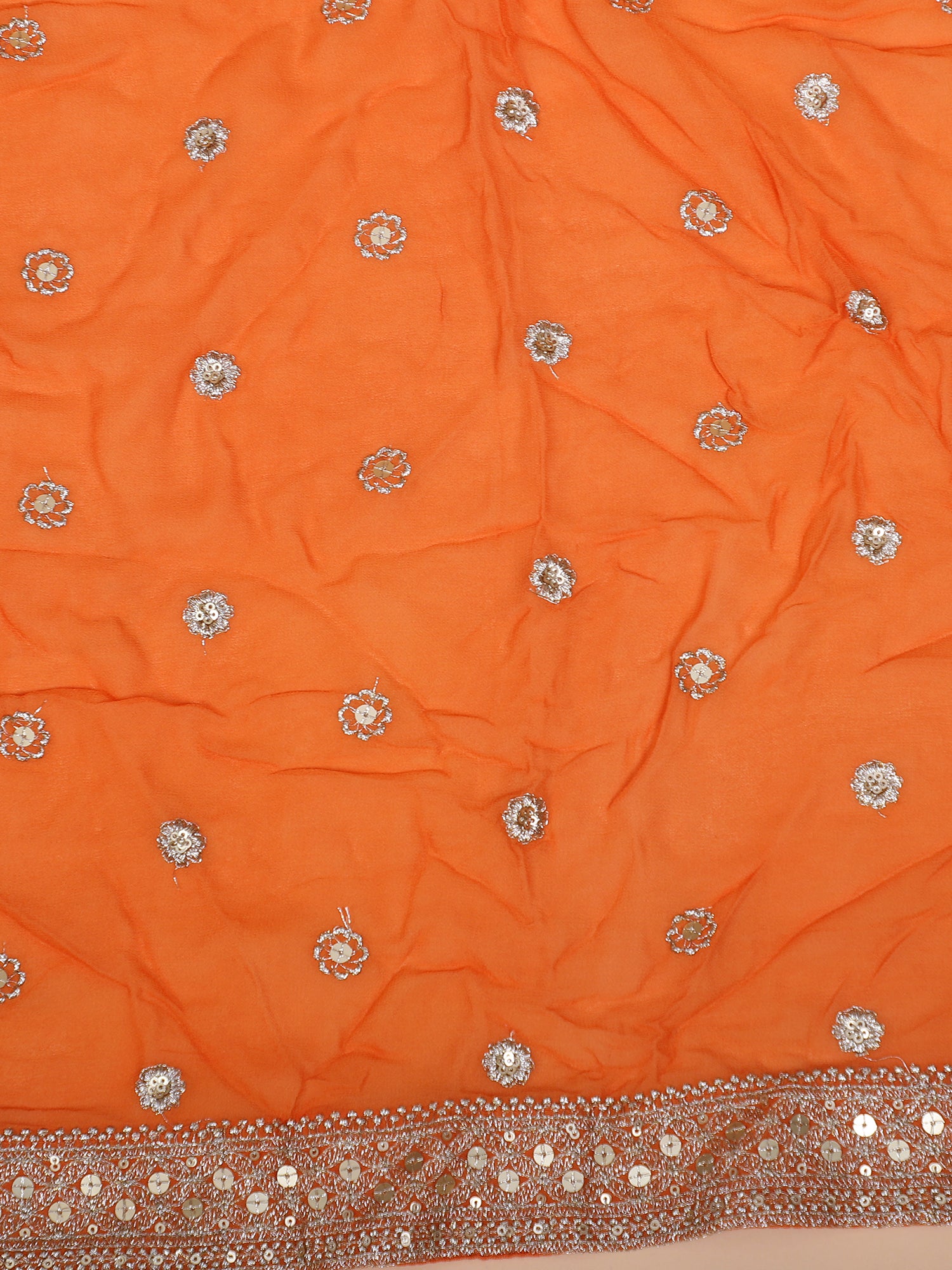 Tangerine Orange Lehenga With Sparkle Handwork