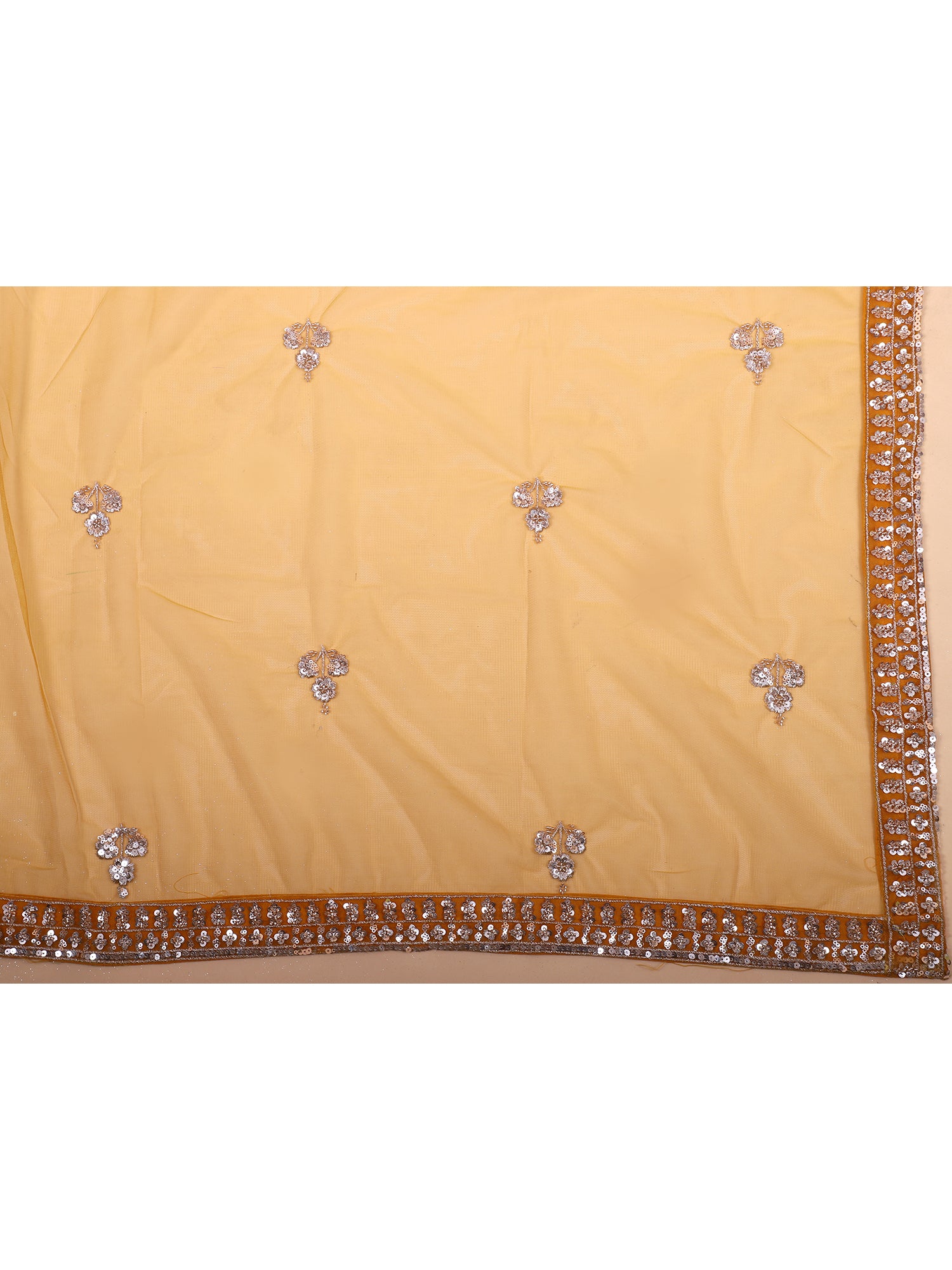 Sunlit Spice Mustard Glasscut Handwork Lehenga