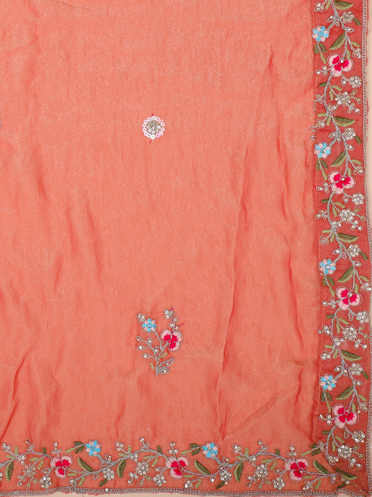 Jimmy Choo White-Peach Multiwork  Lehenga