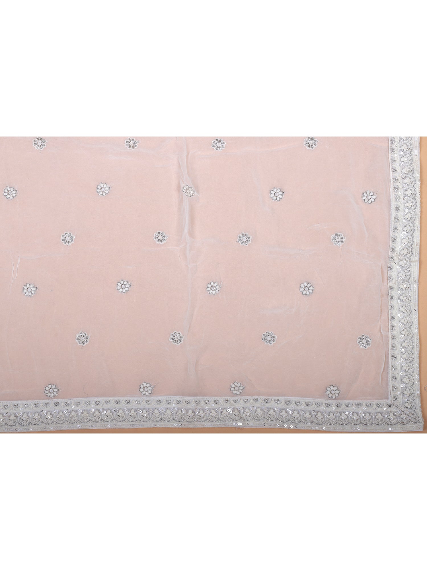 Embroidered White Georgette Lehenga Set
