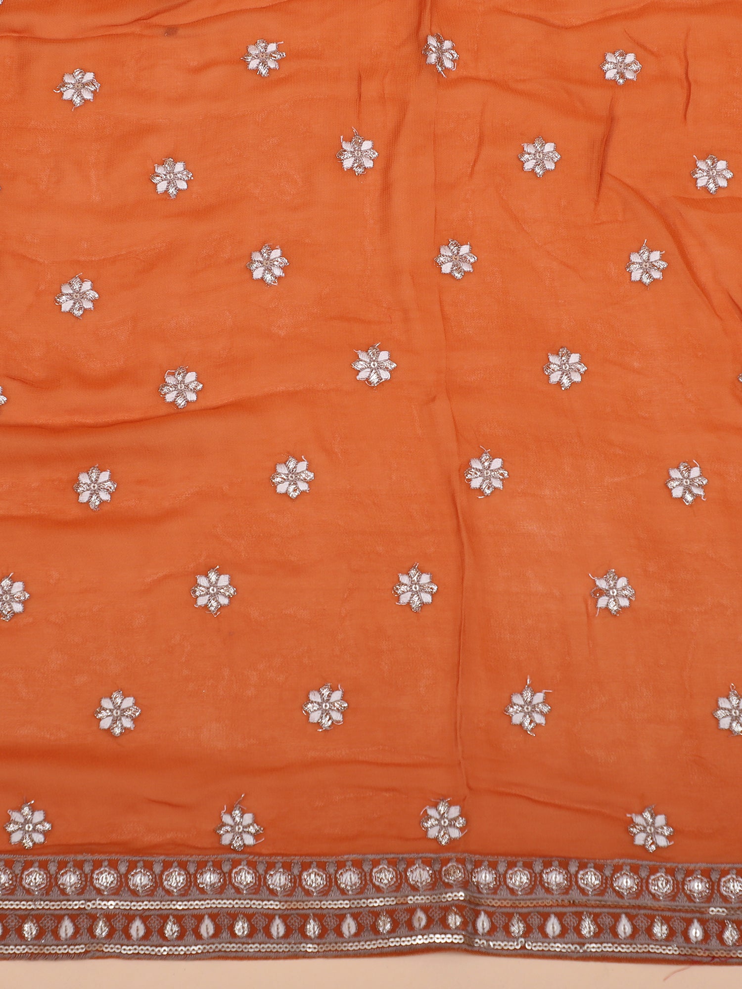 Burnt Tangerine Georgette Lehenga For Haldi Events