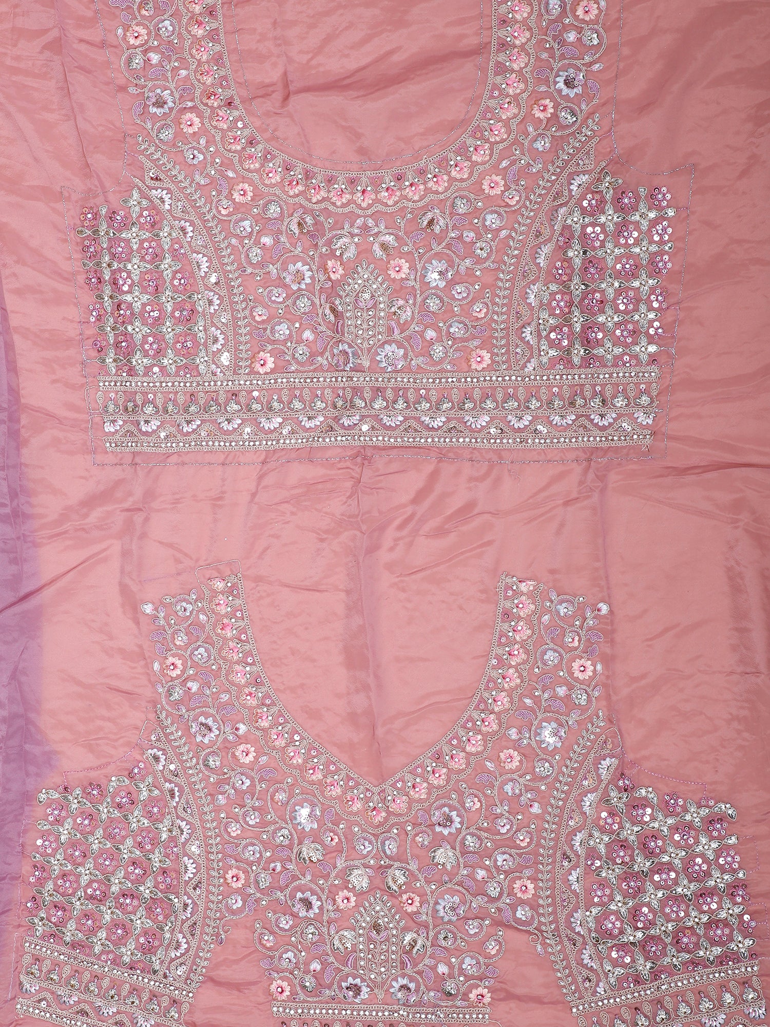 Pink Silk Lehenga With Handwork And Beadwork