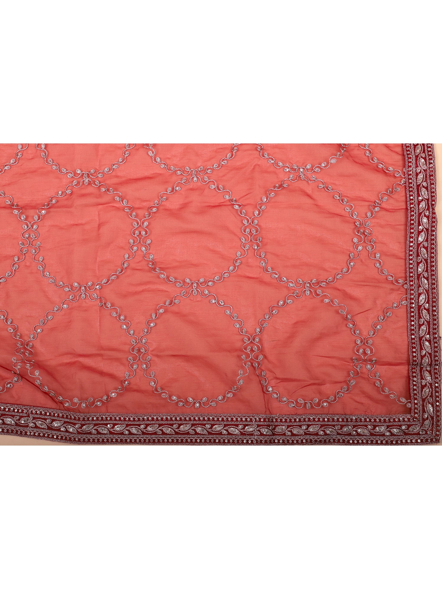 Deep Maroon Handcrafted Lehenga With Dupatta