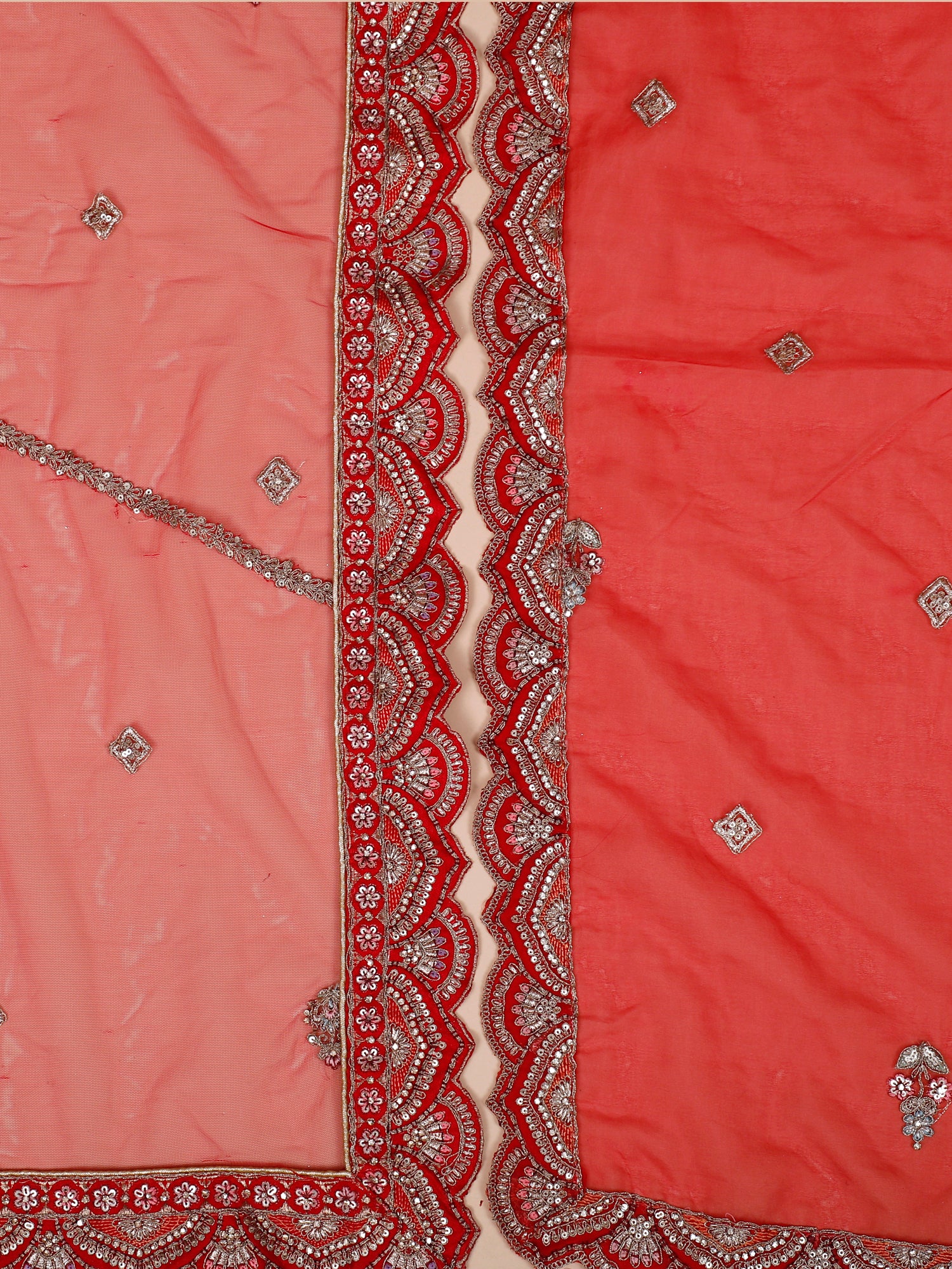 Scarlet Charm  Red Silk Lehenga With Heavy Embroidery