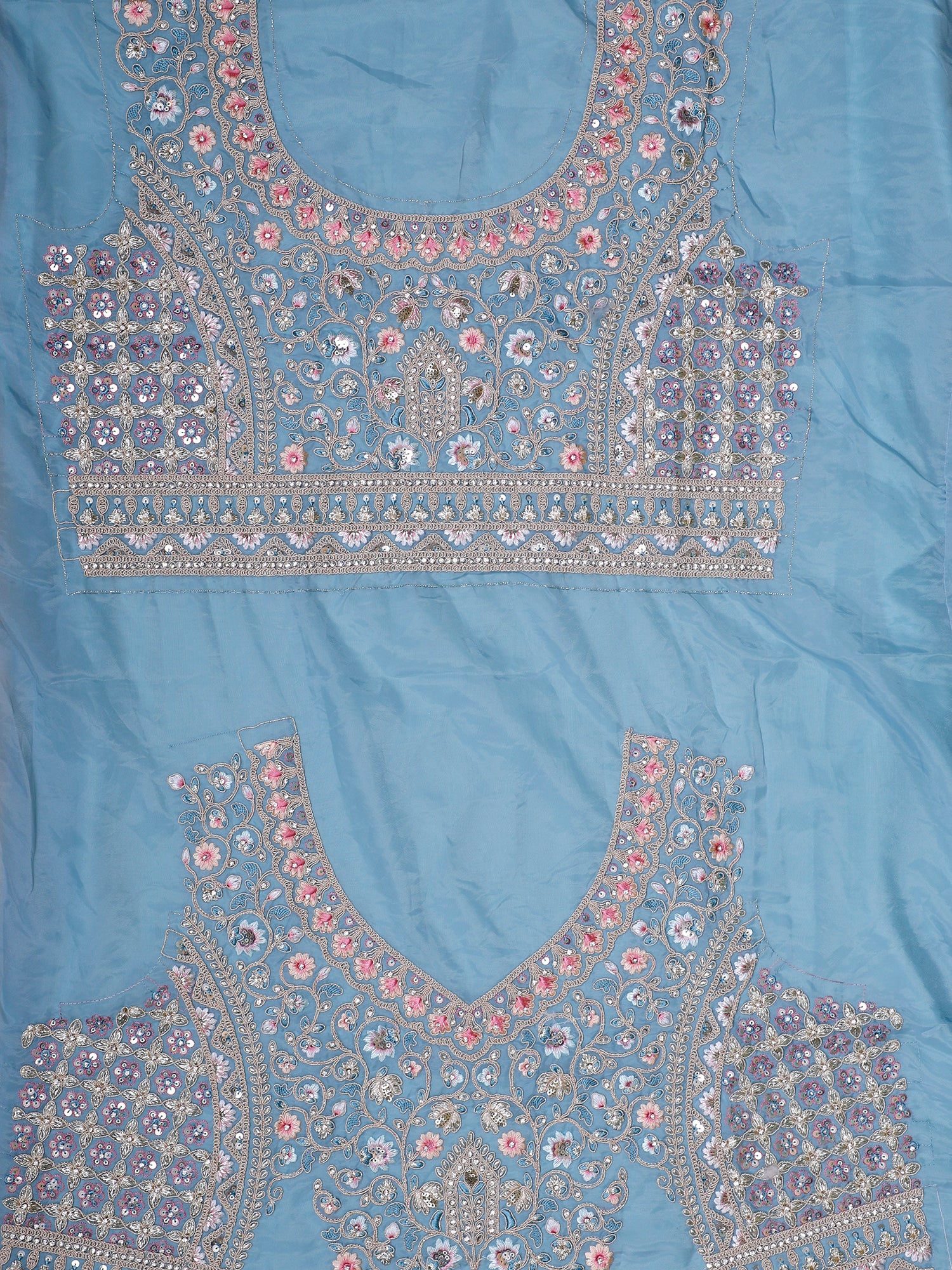 Powder Blue Lehenga With Intricate Hand & Bead Work