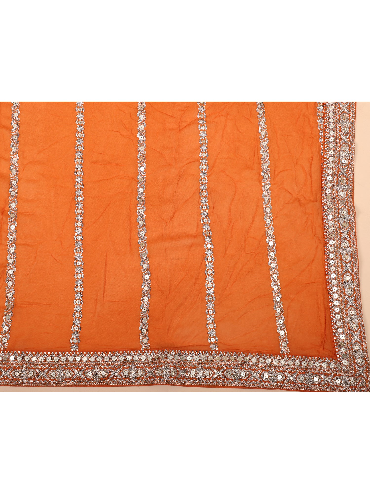 Bright Orange Handcrafted Lehenga Ensemble