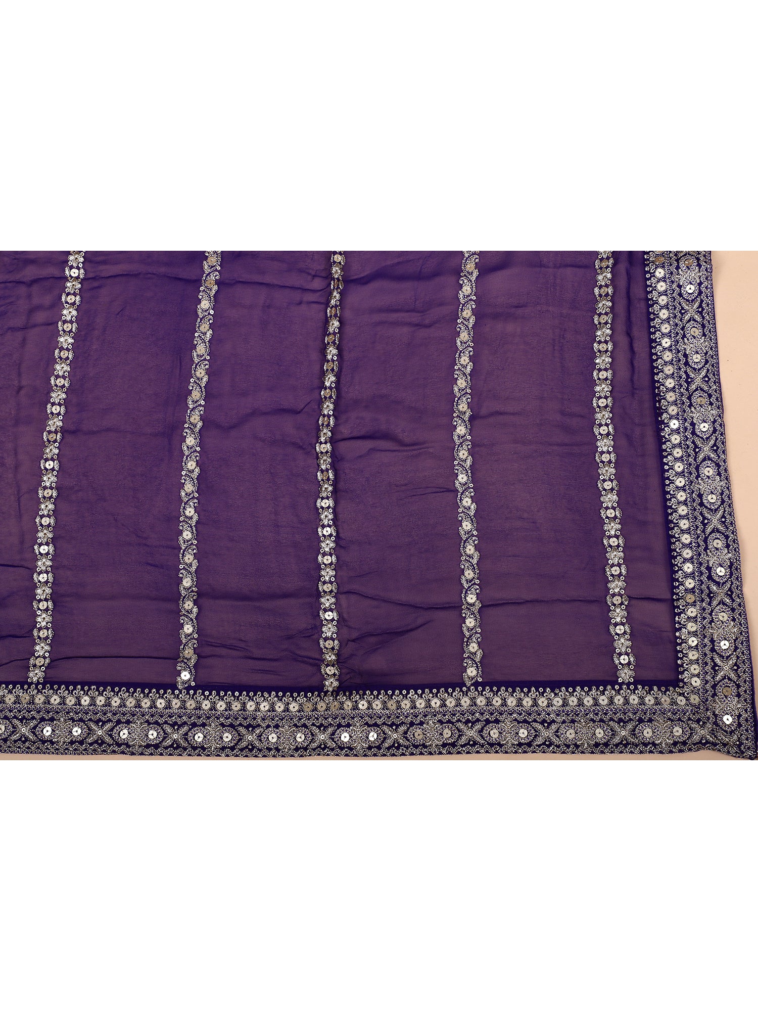 Deep Purple Handcrafted Lehenga With Dupatta