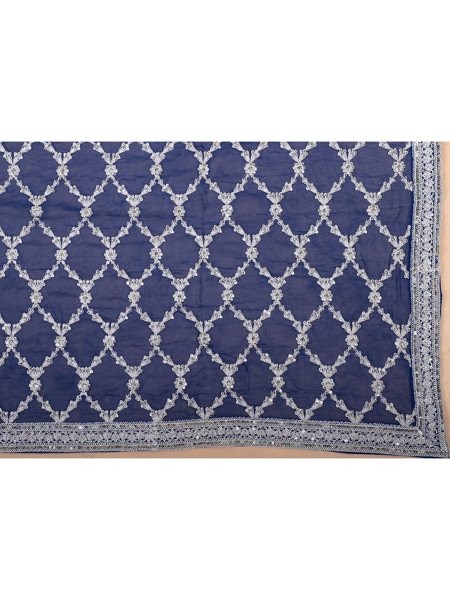 Dark Blue Georgette Embroidered Lehenga