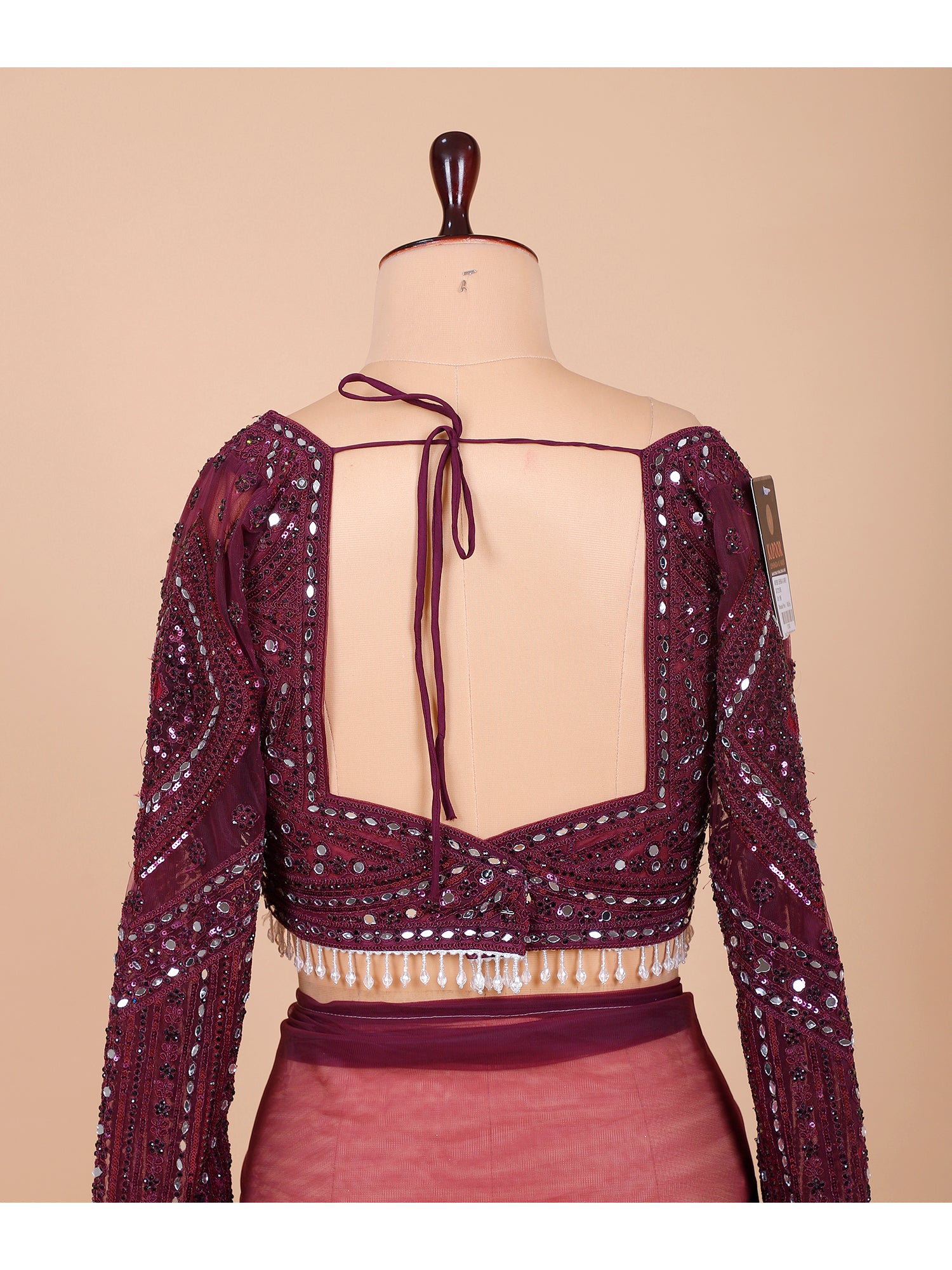 Purple Embroidered Net Sequin Saree