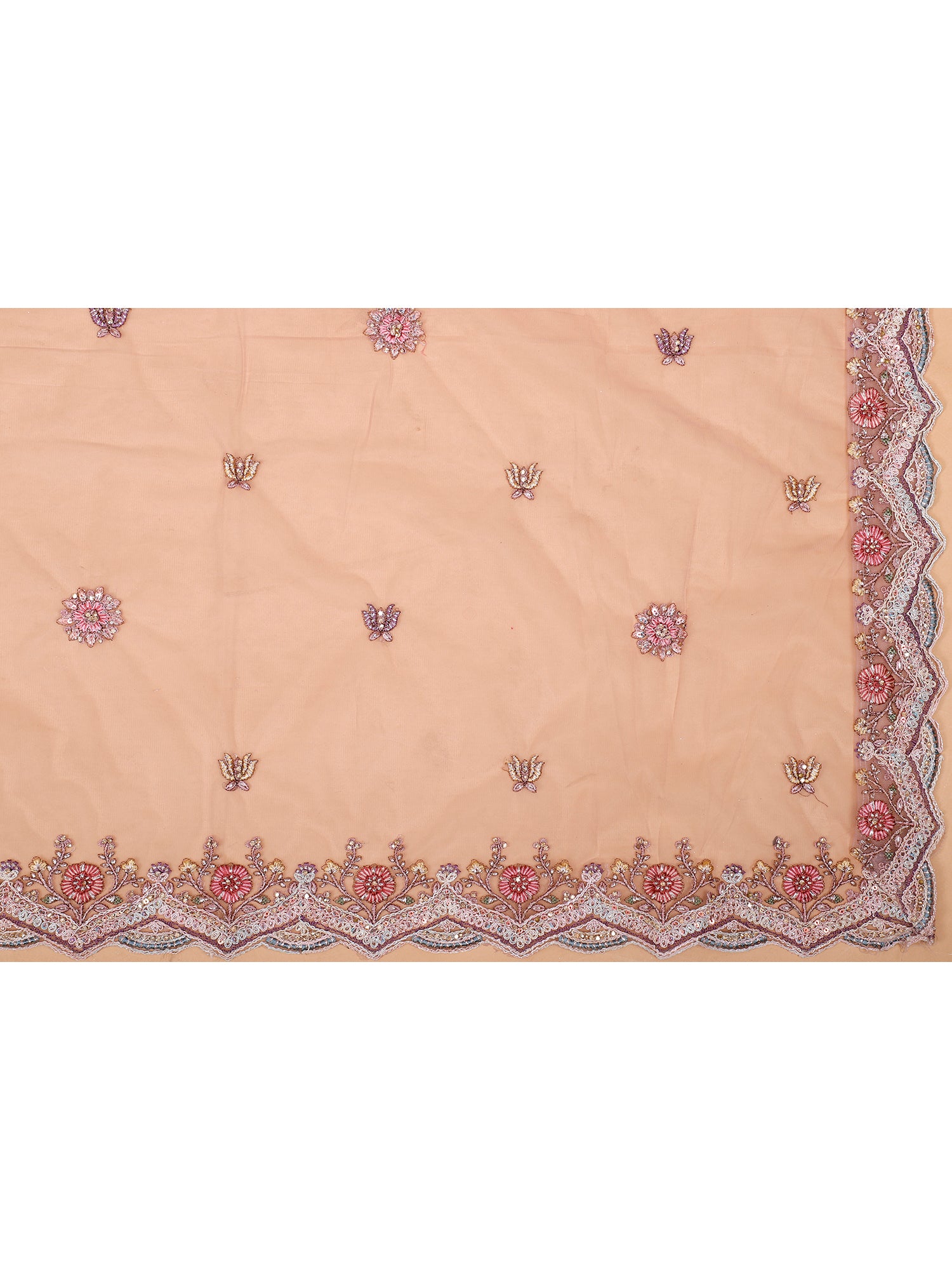 Onion Pink Net Lehenga With Sequins