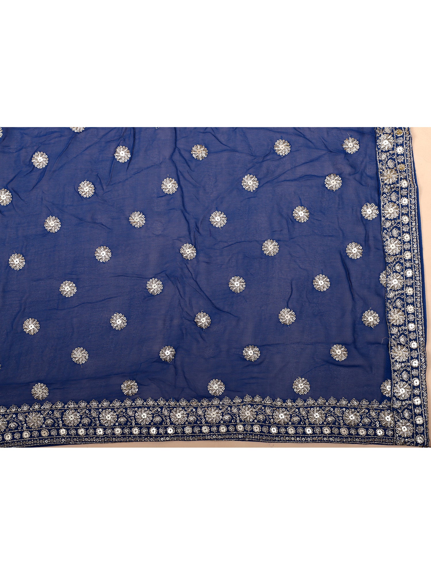 Sophisticated Dark Blue Georgette Lehenga For Weddings