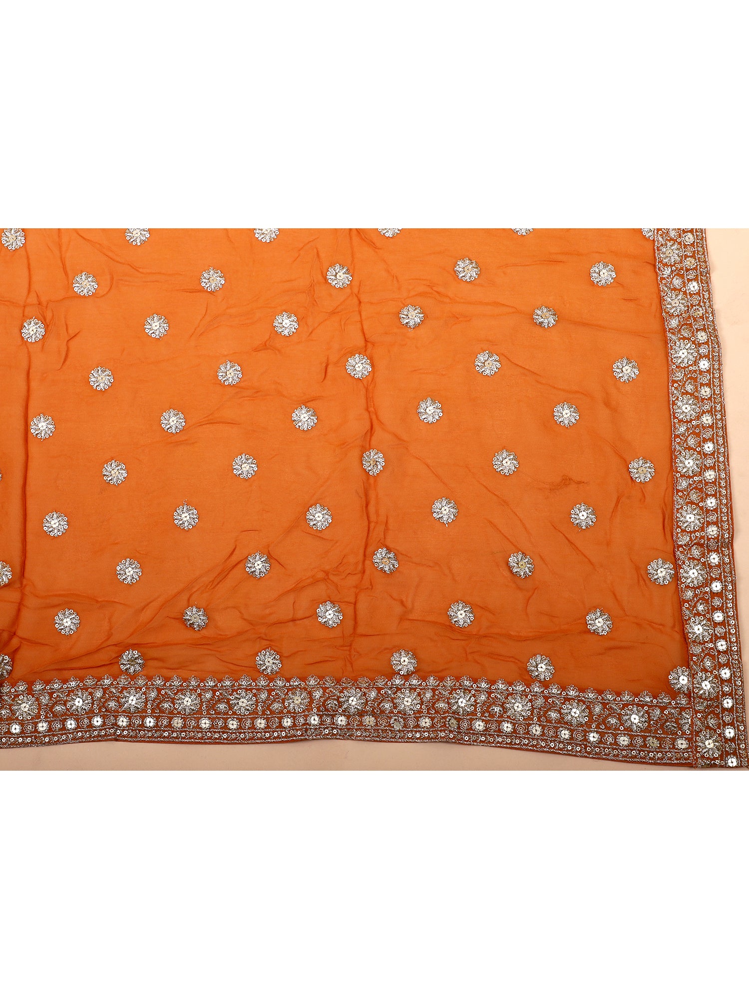 Orange Thread And Sequin Embroidered Lehenga Set