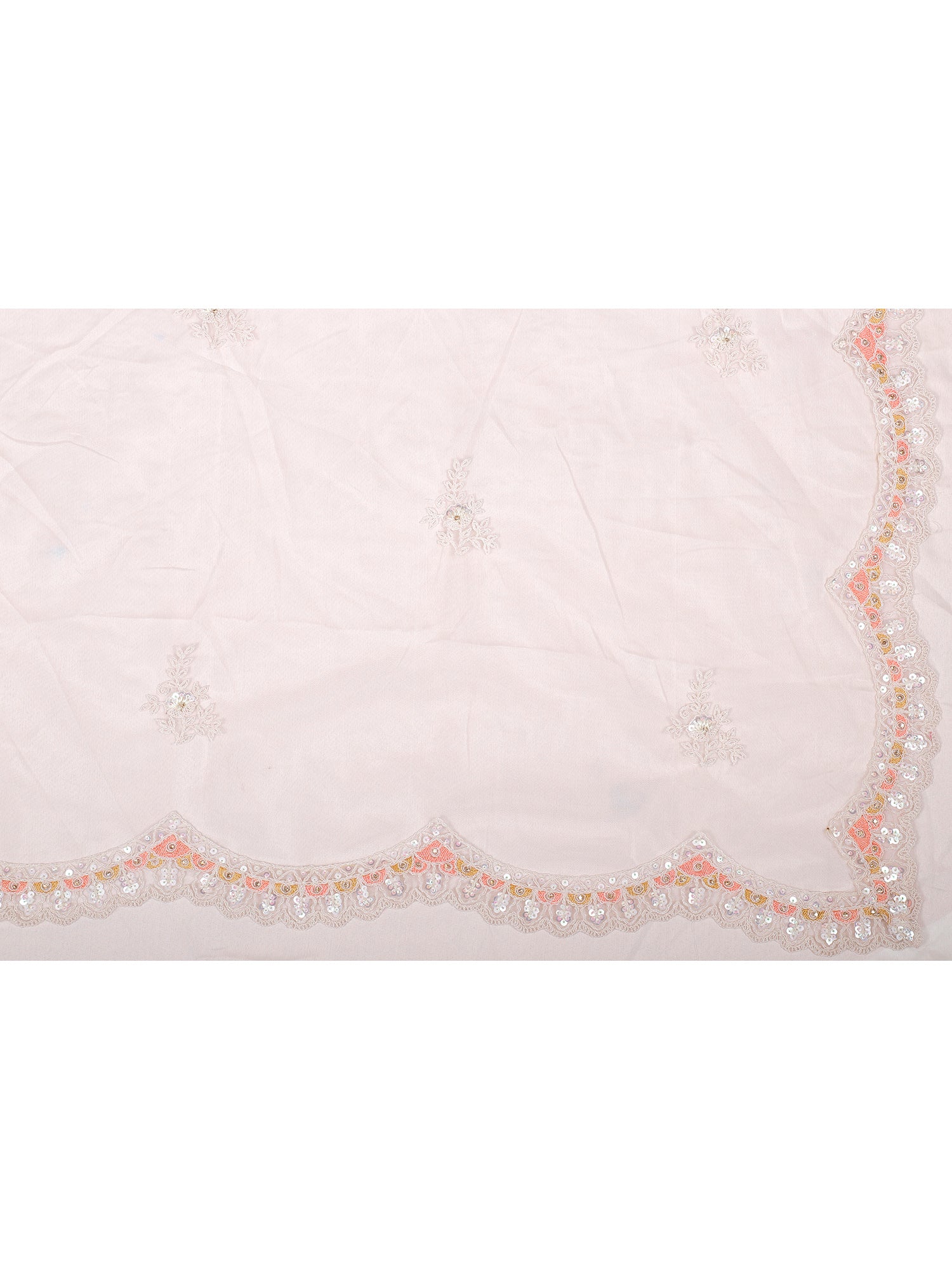 White Lehenga With Thread Embroidery