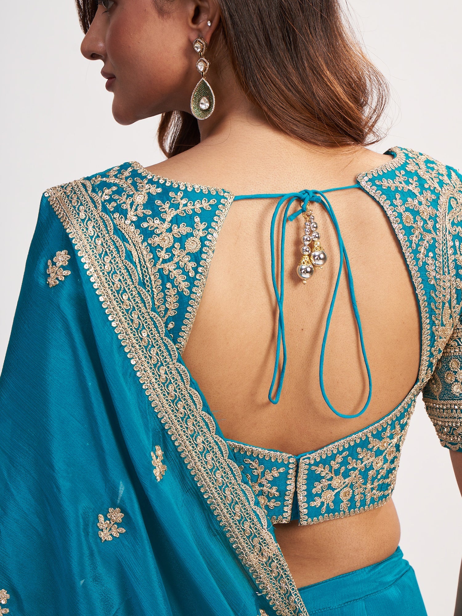 Rama Blue Indo-Western Pure Chinon Dress