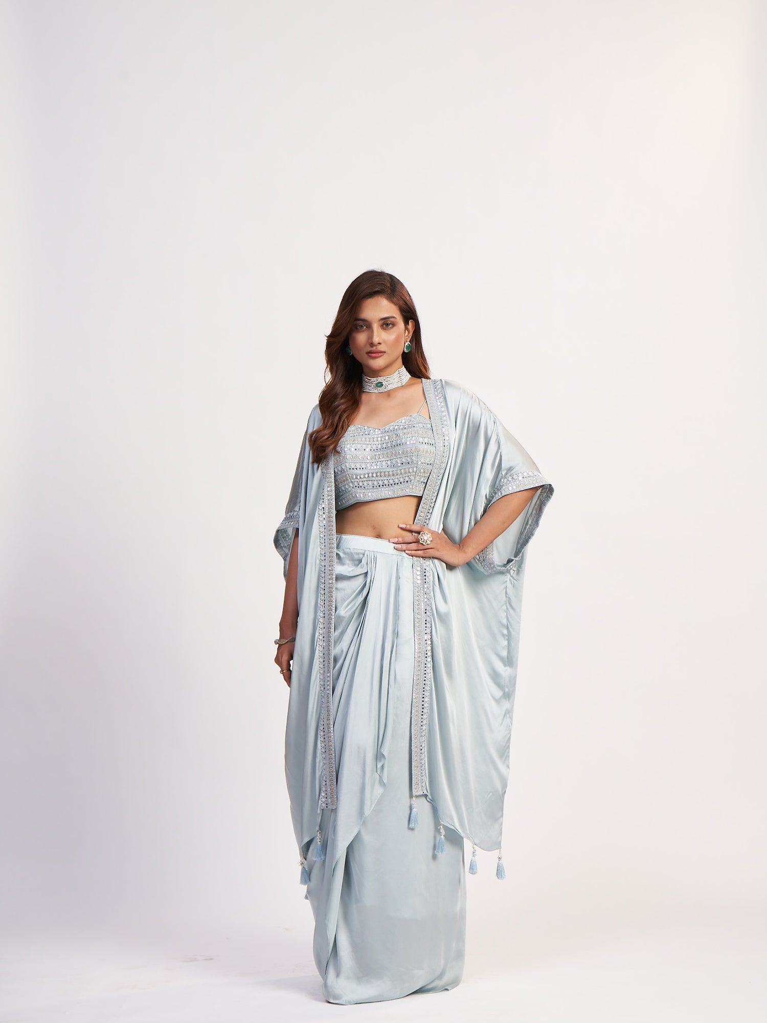Silver Indo-Western Lycra Dress