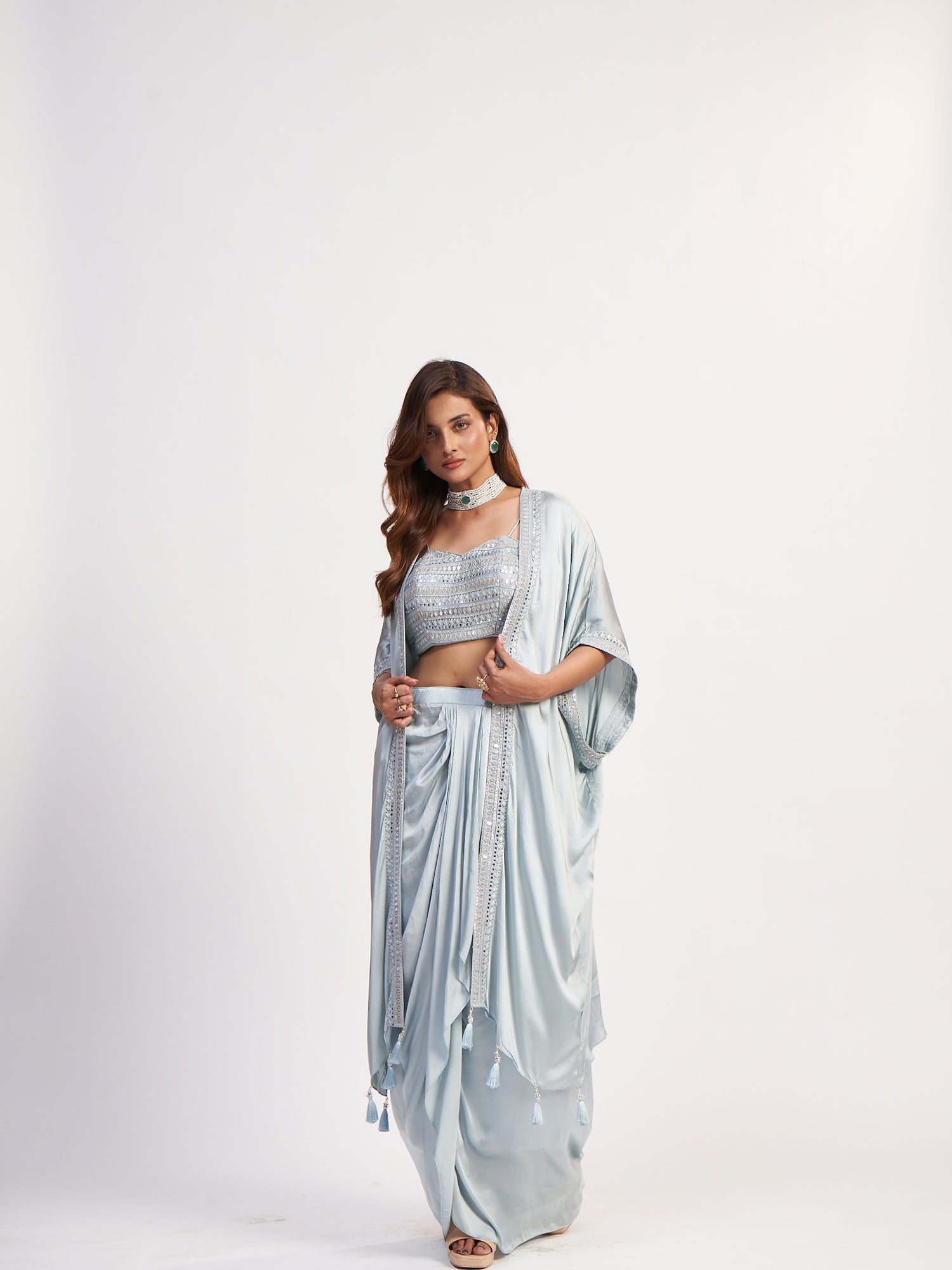 Silver Indo-Western Lycra Dress
