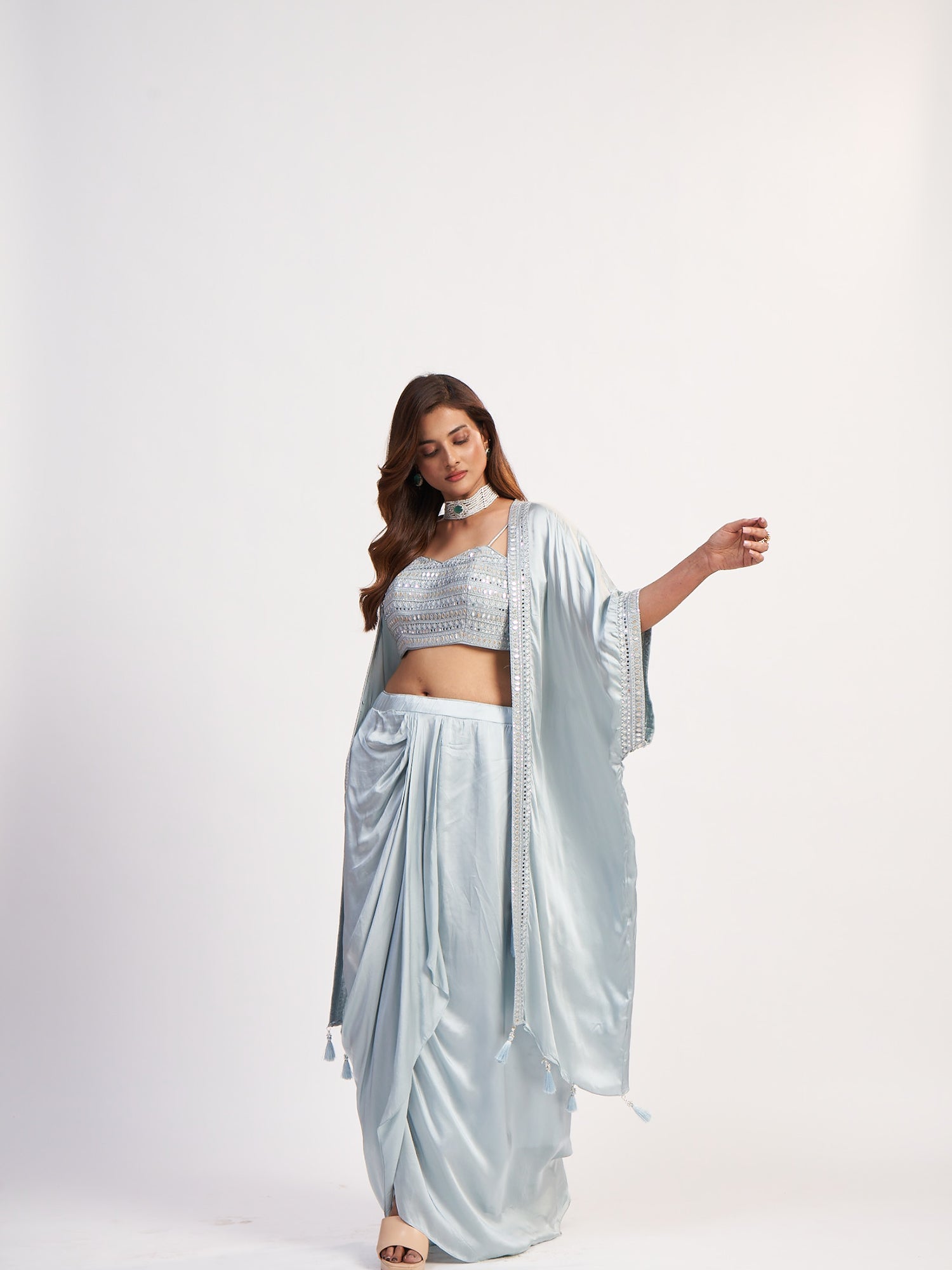 Silver Indo-Western Lycra Dress