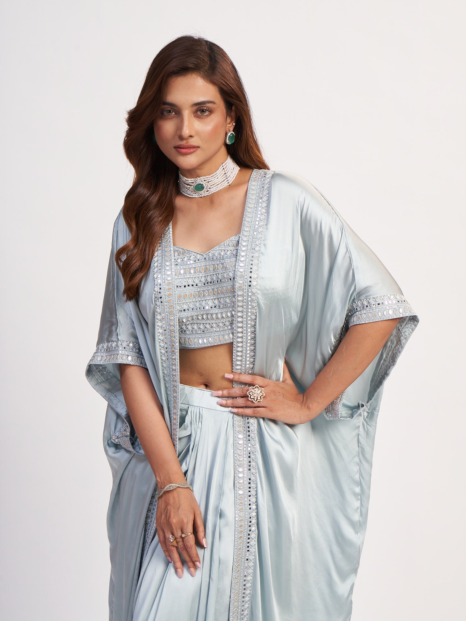 Silver Indo-Western Lycra Dress