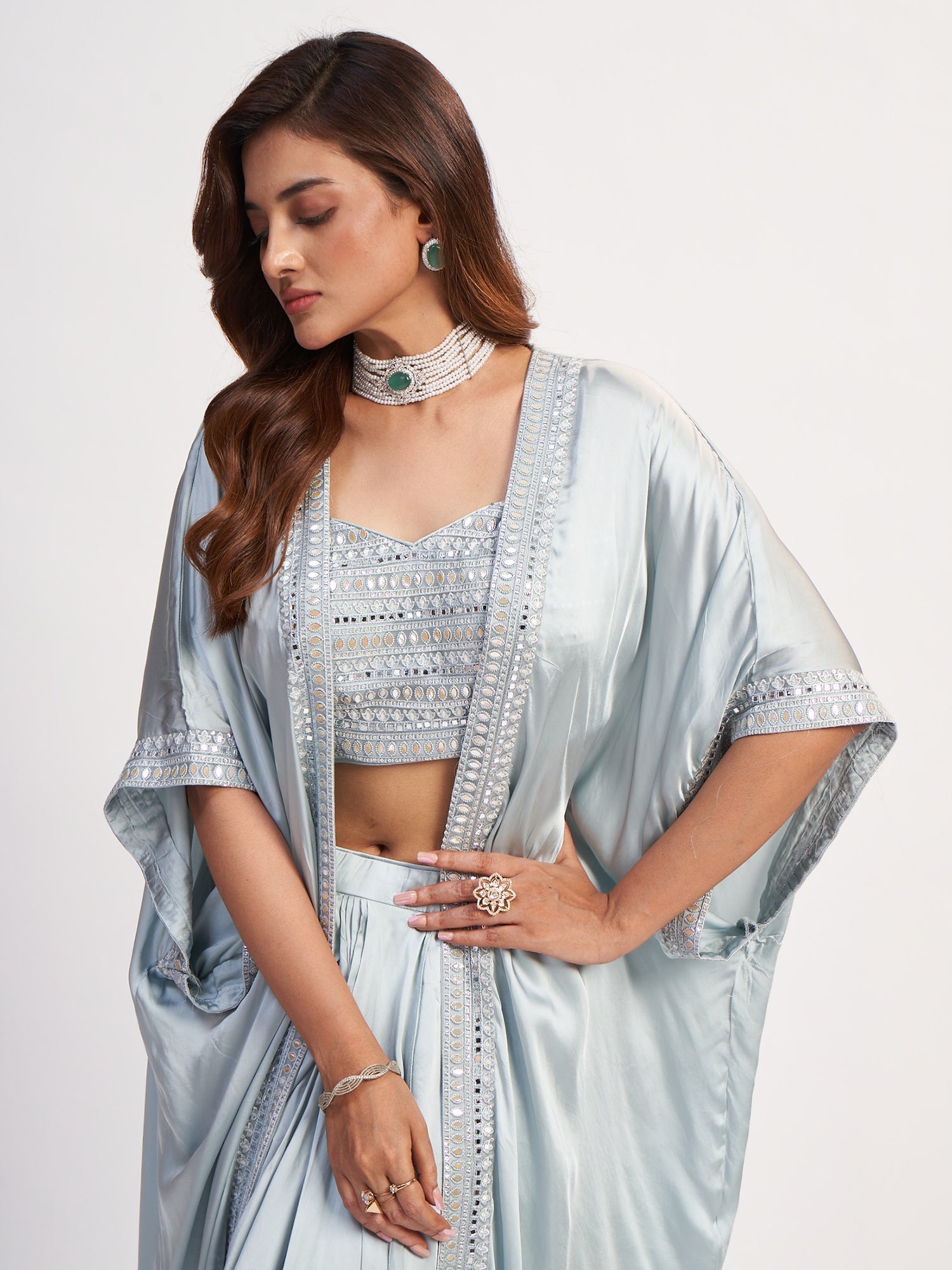 Silver Indo-Western Lycra Dress
