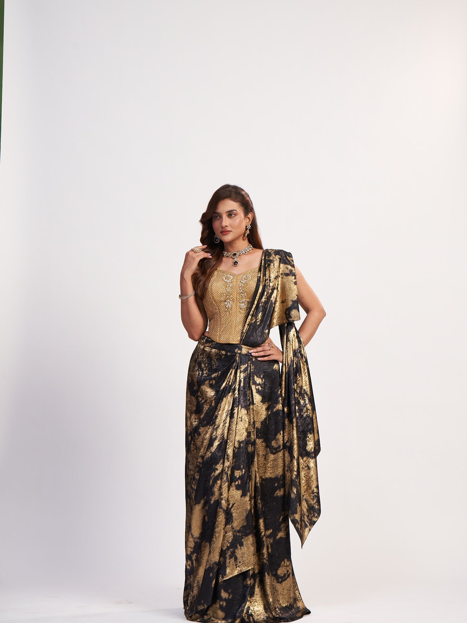 Midnight Black & Gold Indo-Western Dress