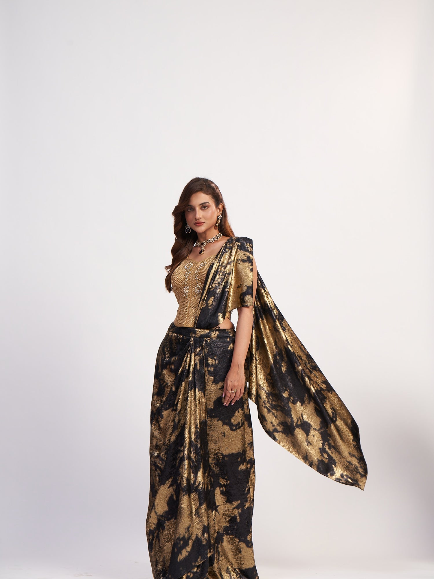 Midnight Black & Gold Indo-Western Dress