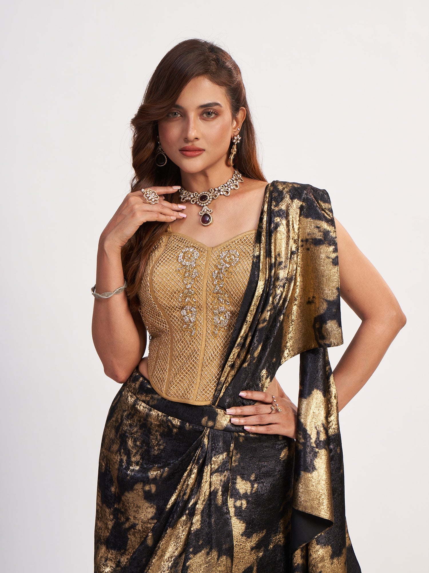 Midnight Black & Gold Indo-Western Dress