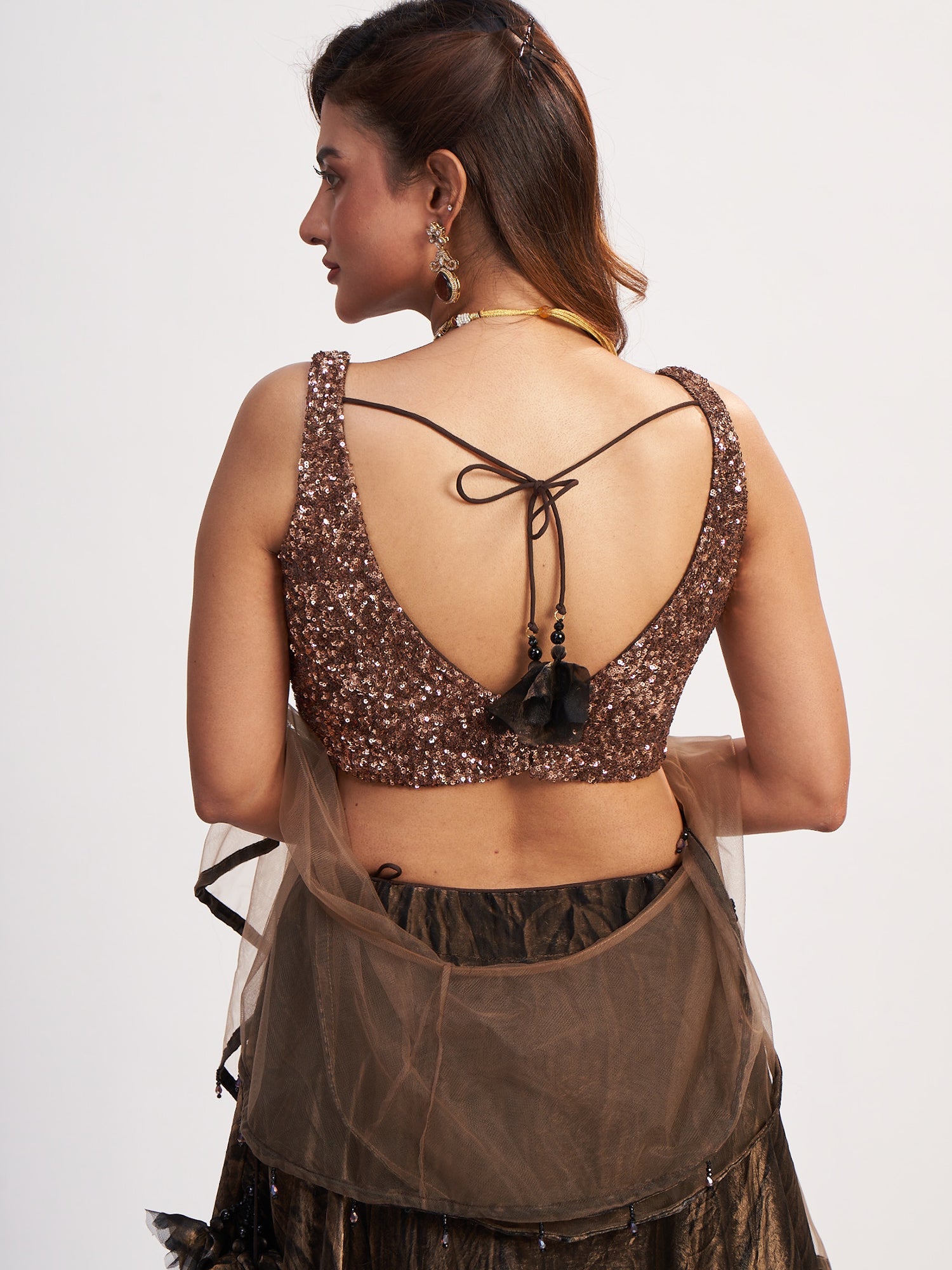 Copper Elegance Lehenga in Imported Fabric