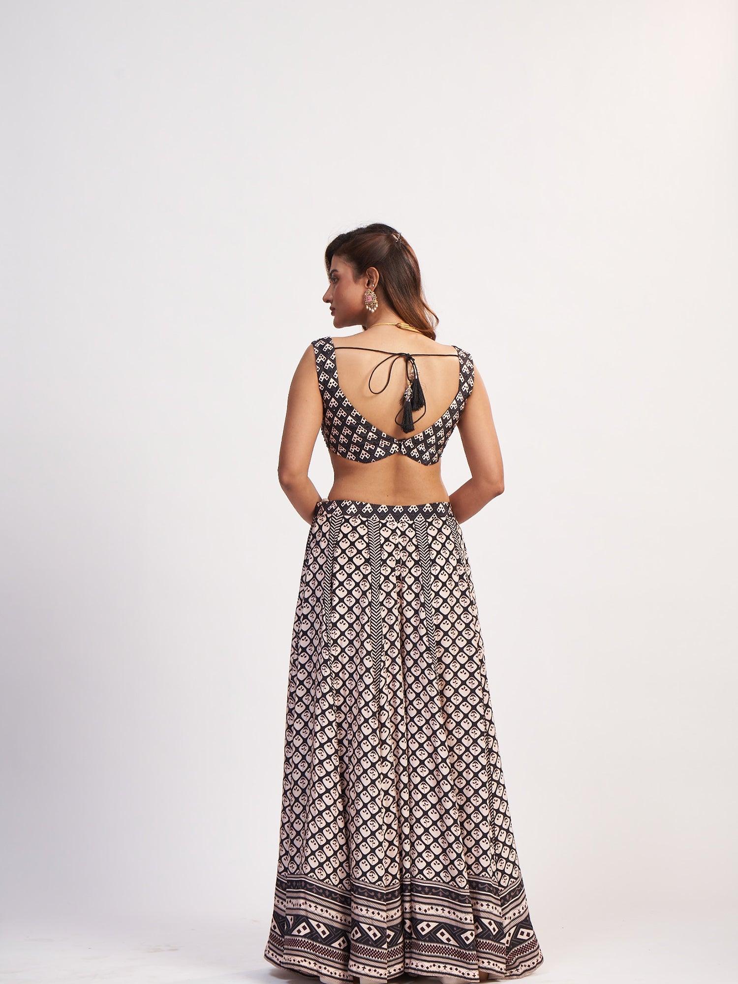 Black & White Soft Satin Lehenga